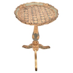 Mid-Century Italian Florentine Giltwood Tripod Martini Table in Sage & Gold