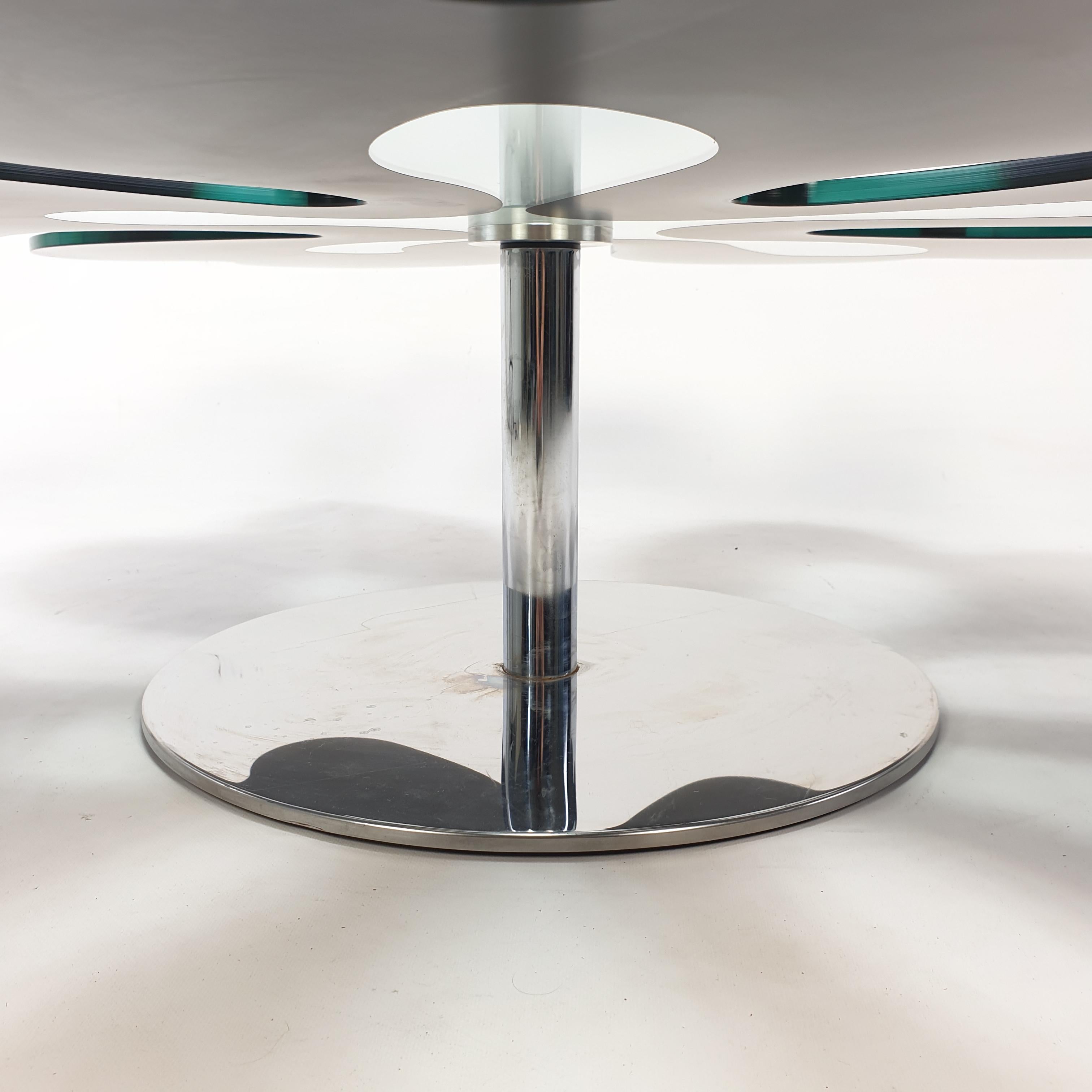 Italienischer Blumentisch aus Chrom und Glas aus der Mitte des Jahrhunderts, 1980er Jahre im Angebot 7