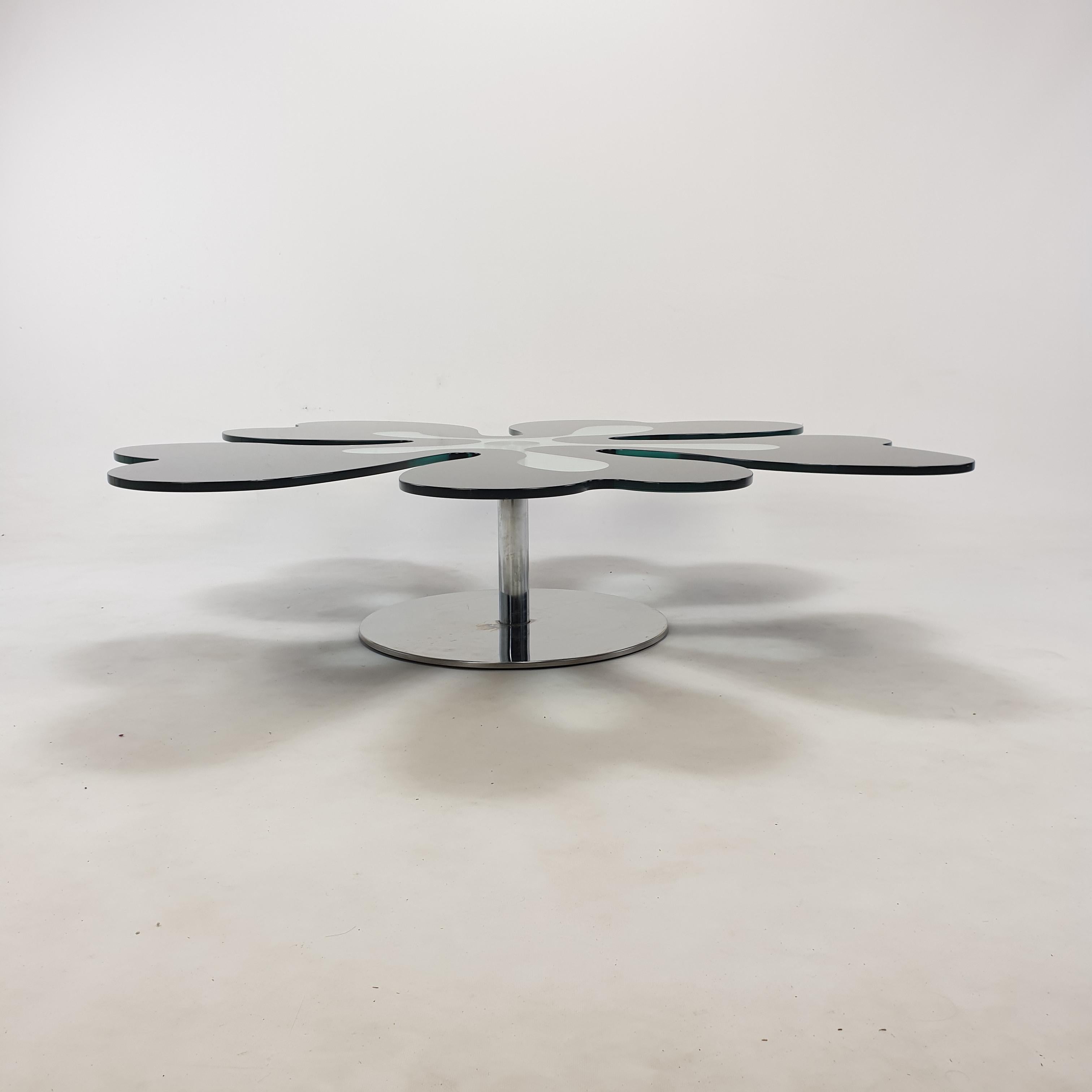 Italienischer Blumentisch aus Chrom und Glas aus der Mitte des Jahrhunderts, 1980er Jahre im Angebot 2