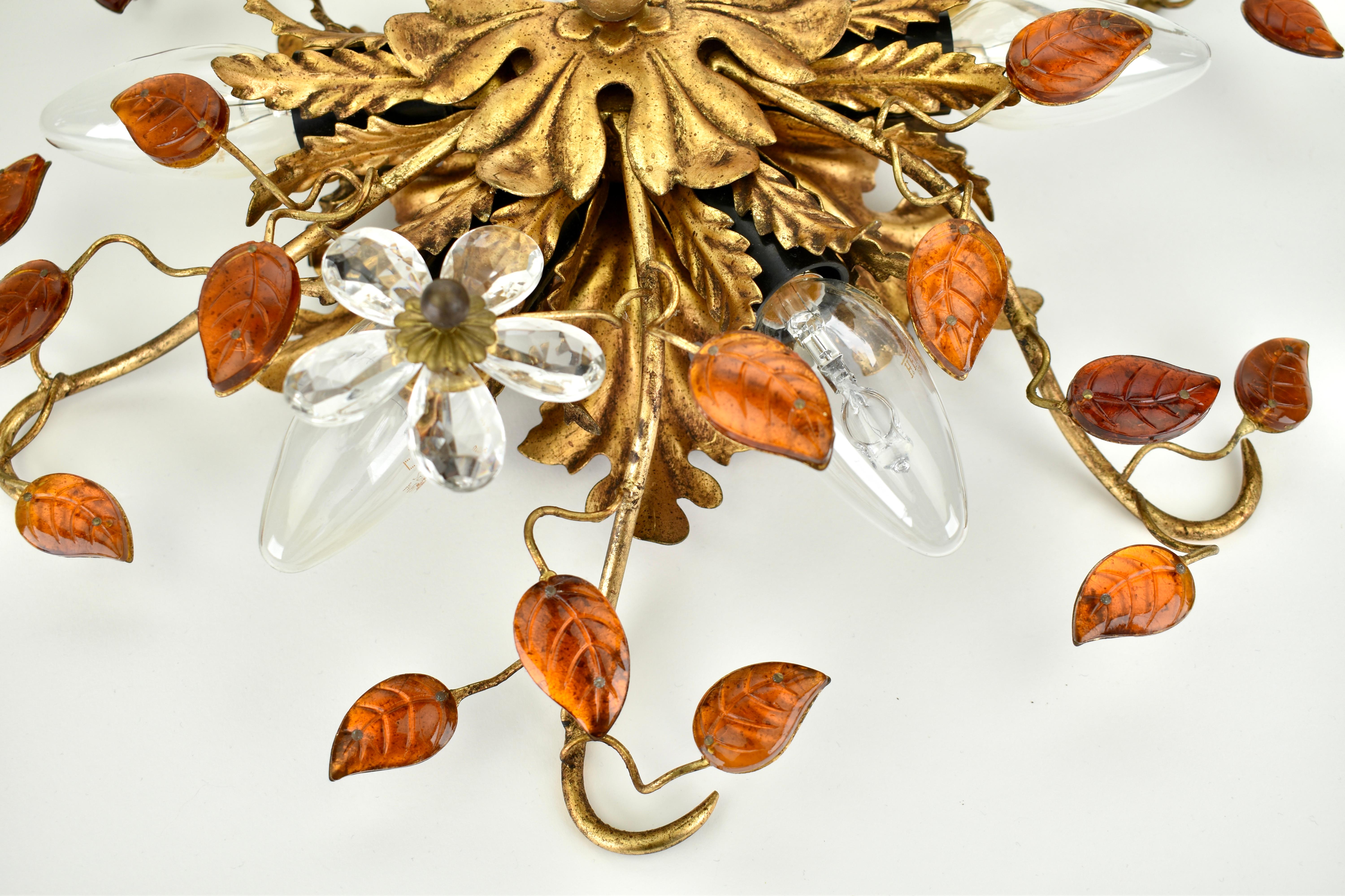 Vetro artistico Plafoniera italiana del Mid Century di Banci Firenze