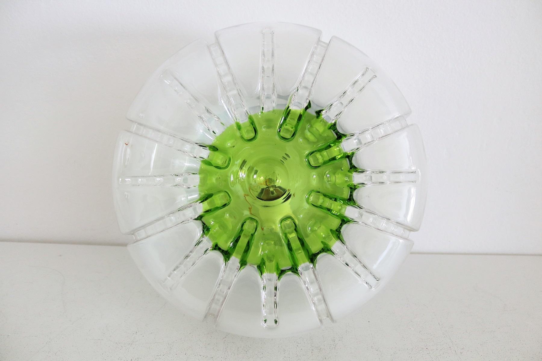 Mid-Century Italian Flush Mount Light or Wall Sconce in Murano Glass, 1970s For Sale 1