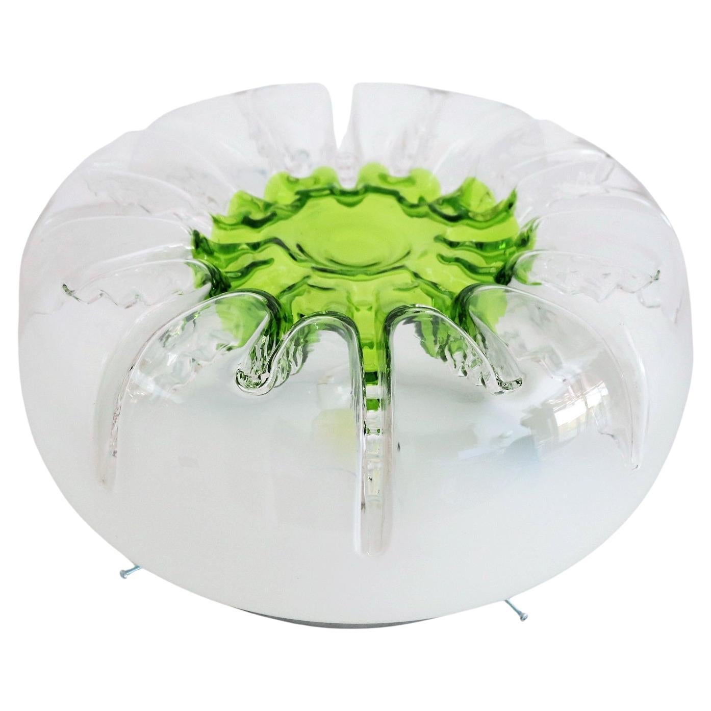 Mid-Century Italian Flush Mount Light or Wall Sconce in Murano Glass, 1970s For Sale