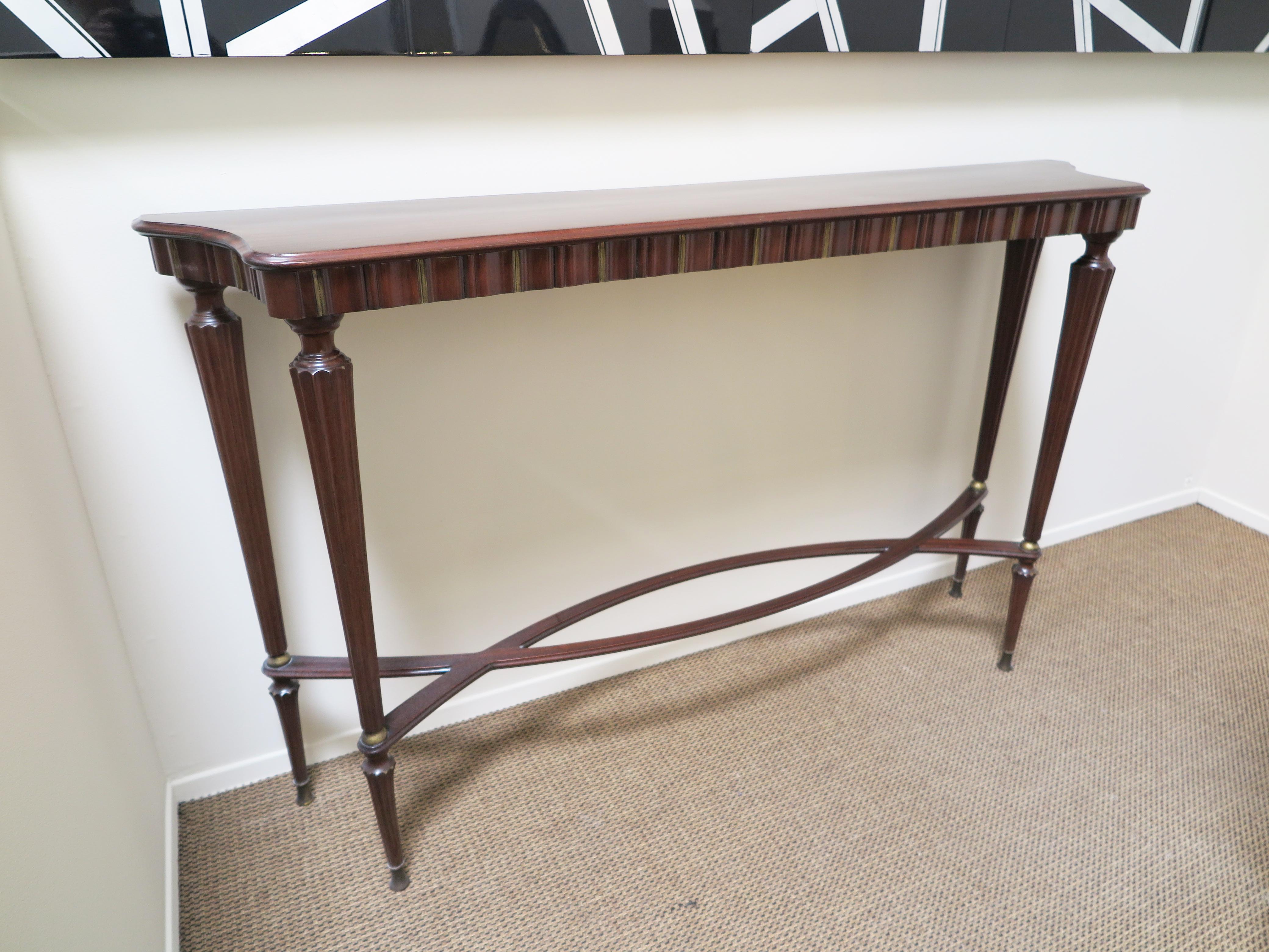 Mid-Century Modern Mid-Century Italian Fluted Console in Mahogany For Sale