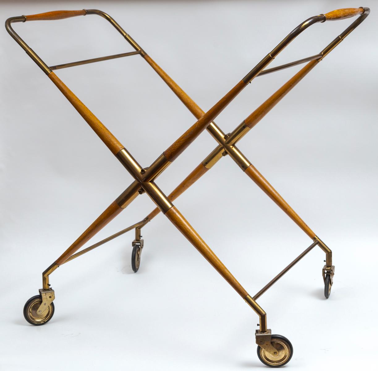 Carrello da bar in ottone Foldes di Cesare Lacca, metà del secolo scorso in vendita 1