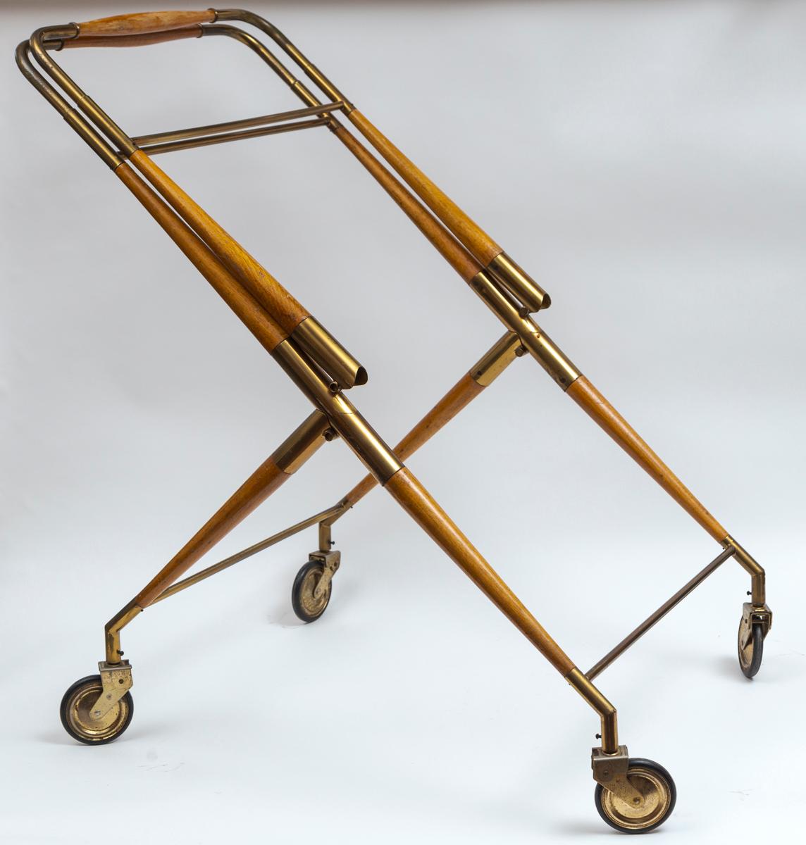 Carrello da bar in ottone Foldes di Cesare Lacca, metà del secolo scorso in vendita 2