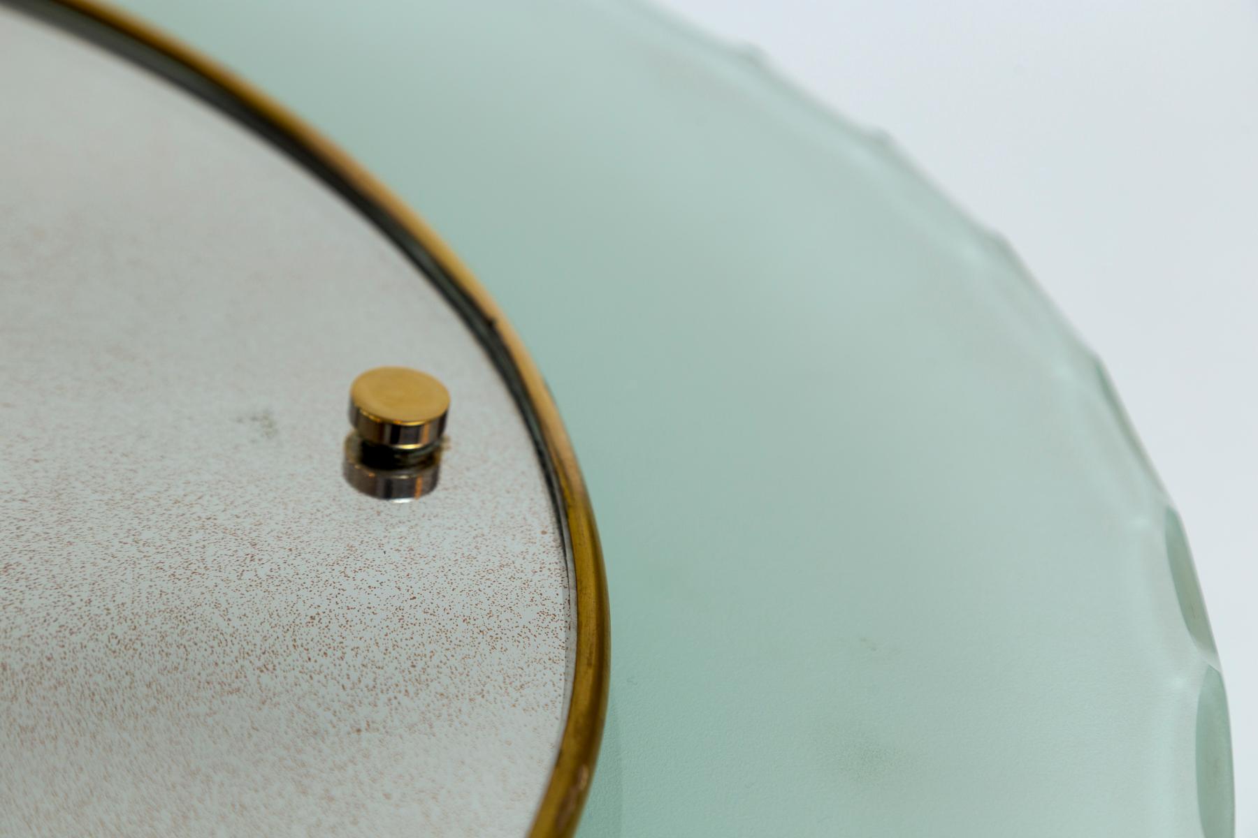 Art Glass Mid Century Italian Fontana Style Oval Curved Mirror For Sale