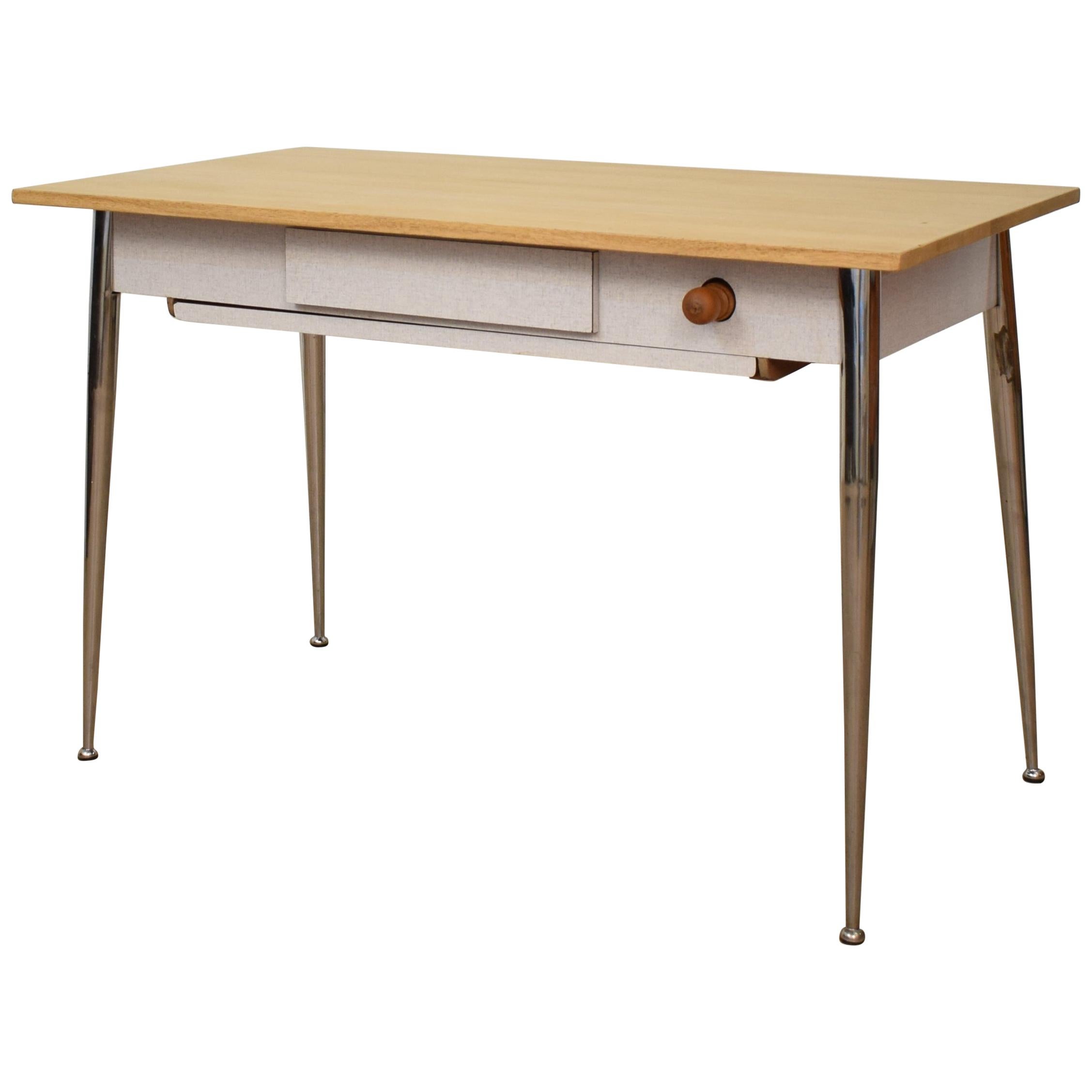 Midcentury Italian Formica Kitchen Pasta Table with Tapered Chrome Legs, 1950 For Sale