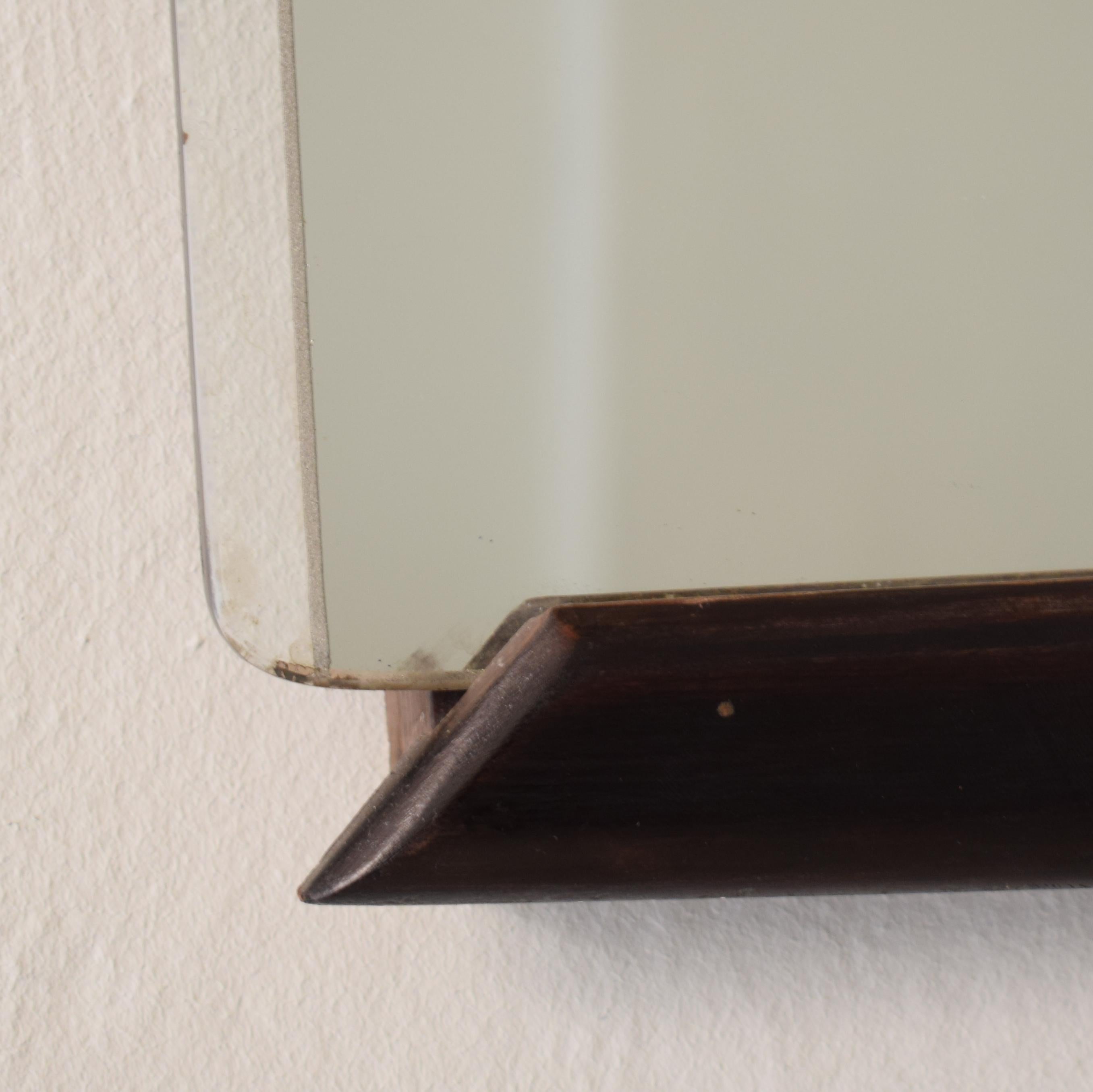 Mid-Century Modern Midcentury Italian Frameless Mirror in Original Condition, circa 1950