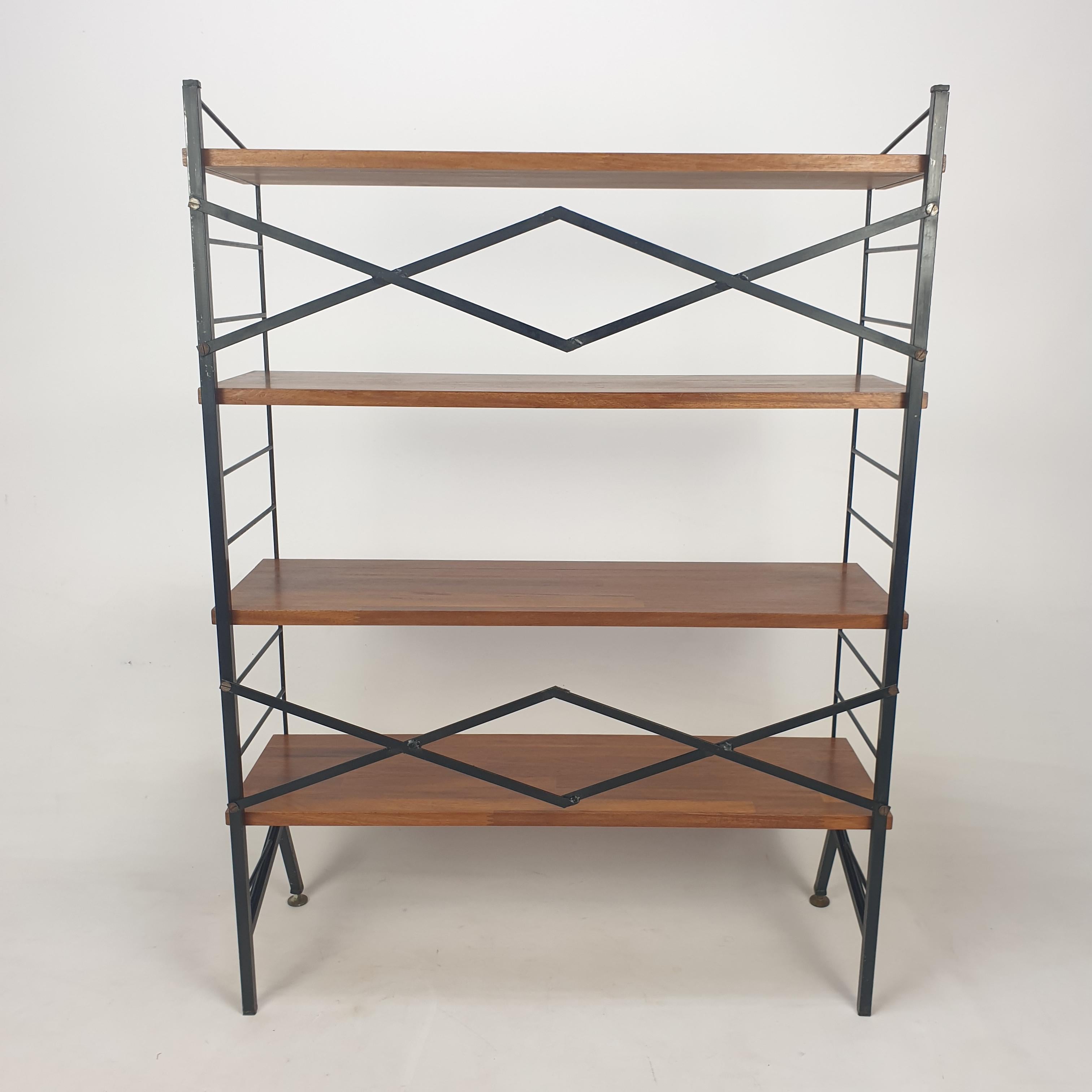 Metal Mid Century Italian Free Standing Shelving Unit, 1950's For Sale