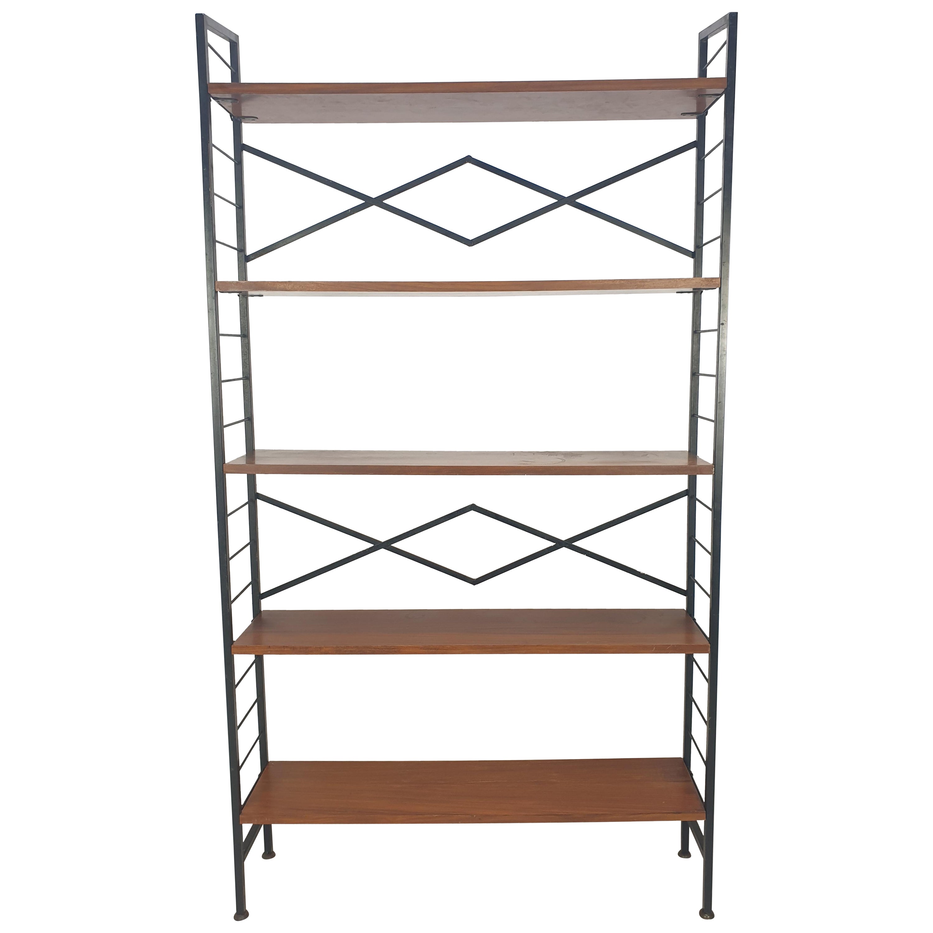 Mid Century Italian Free Standing Teak Shelving Unit, 1950's