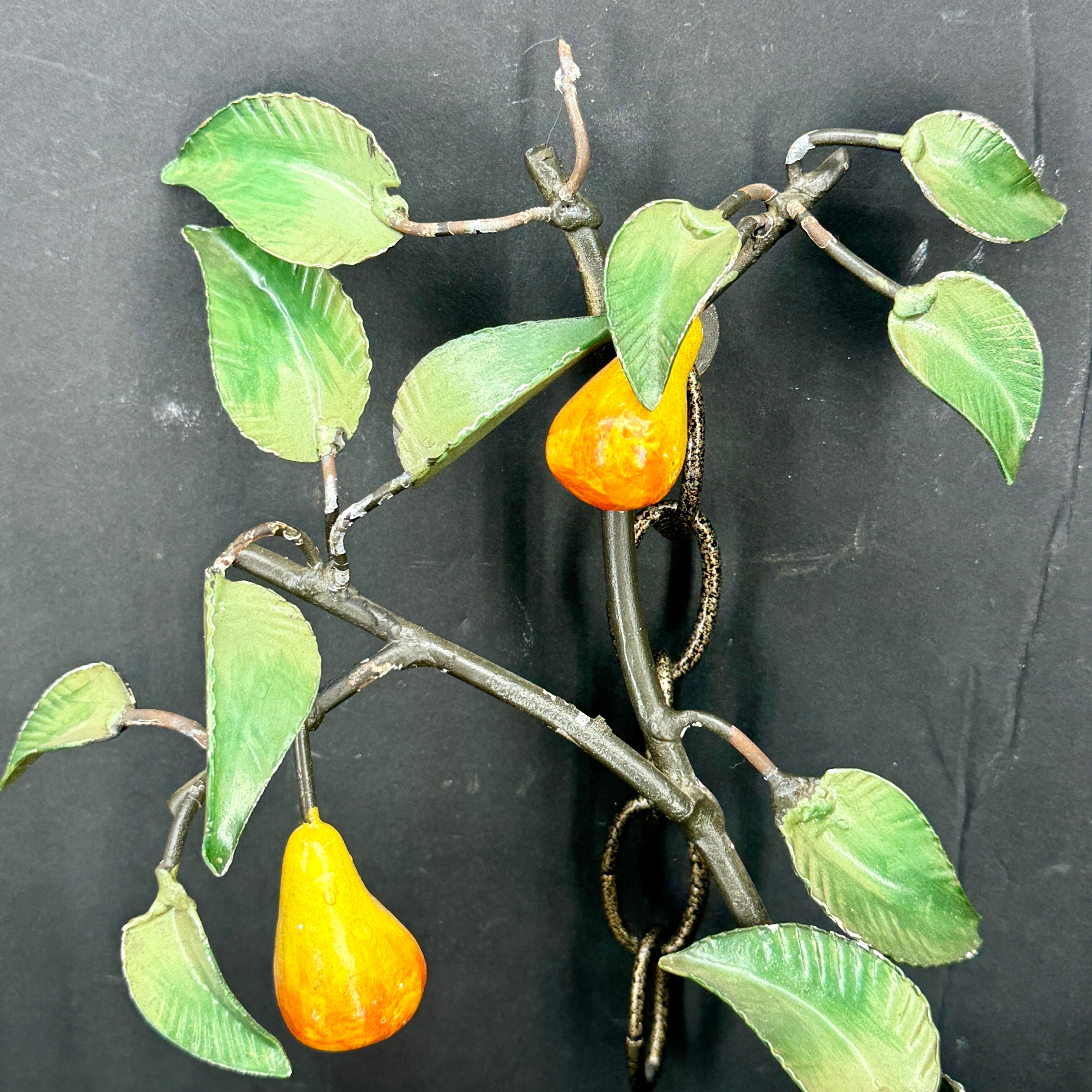 Italienische Obst- und Vogelkerzen-Wandleuchter aus Metall aus der Jahrhundertmitte im Angebot 6