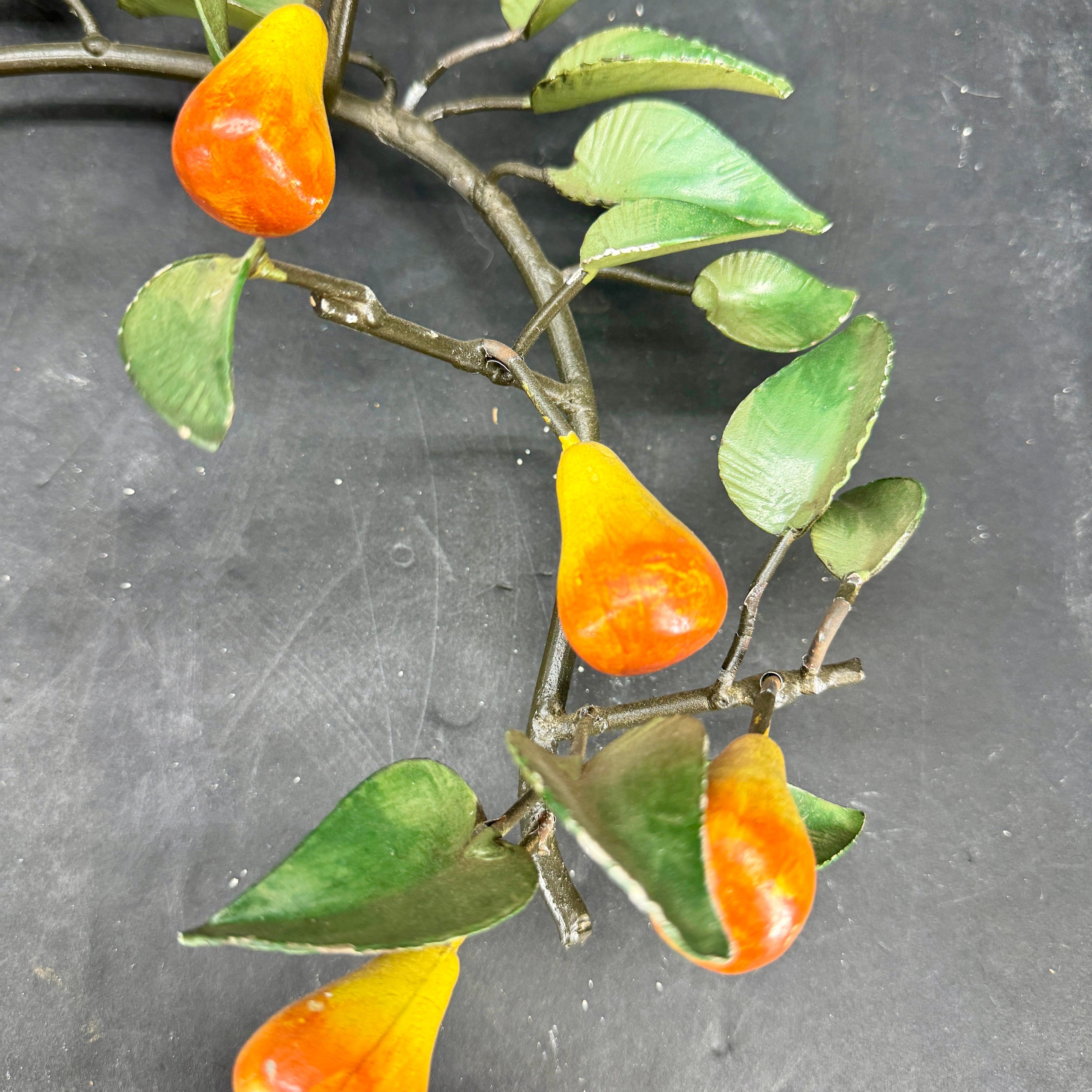 Italienische Obst- und Vogelkerzen-Wandleuchter aus Metall aus der Jahrhundertmitte im Angebot 7