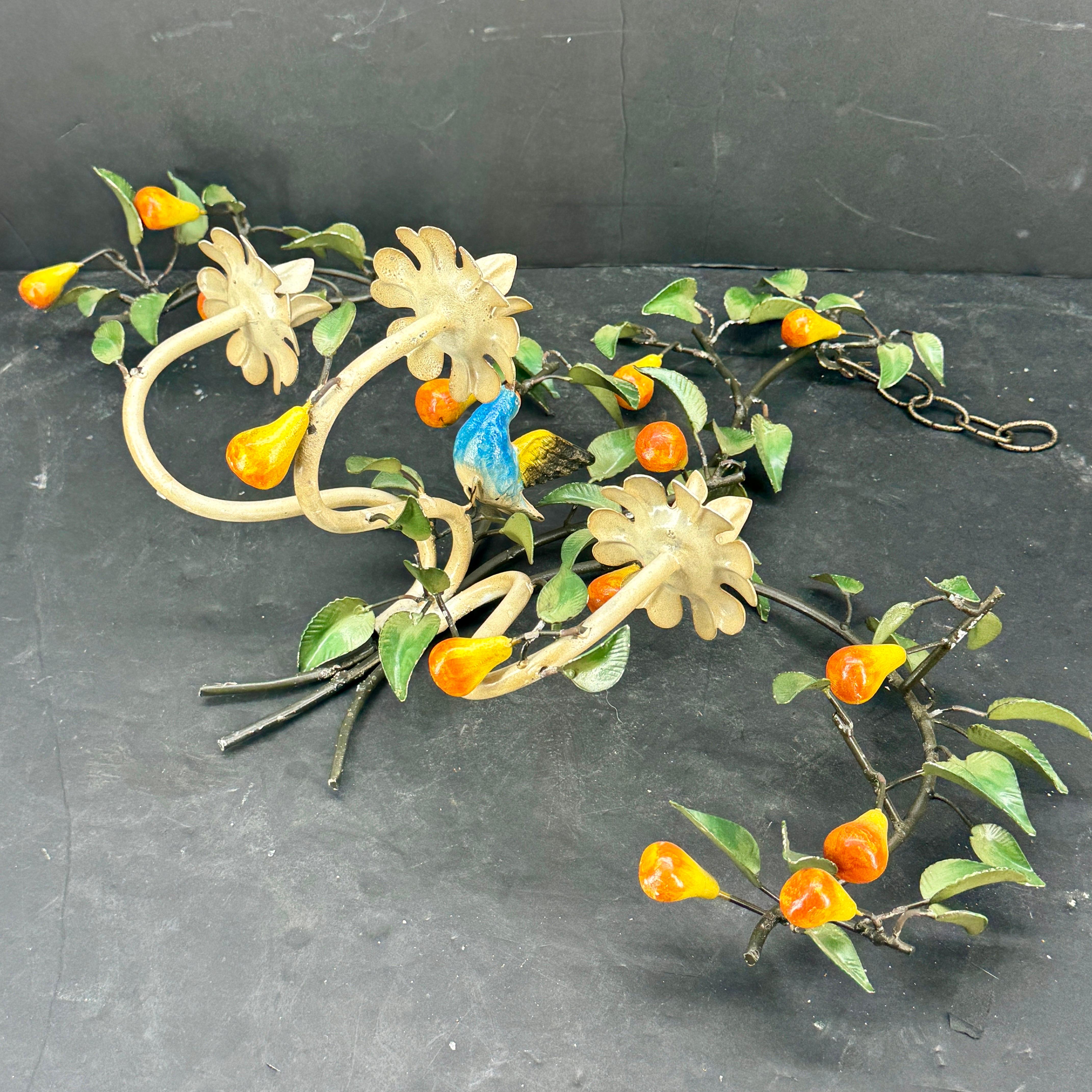 Italienische Obst- und Vogelkerzen-Wandleuchter aus Metall aus der Jahrhundertmitte im Angebot 8