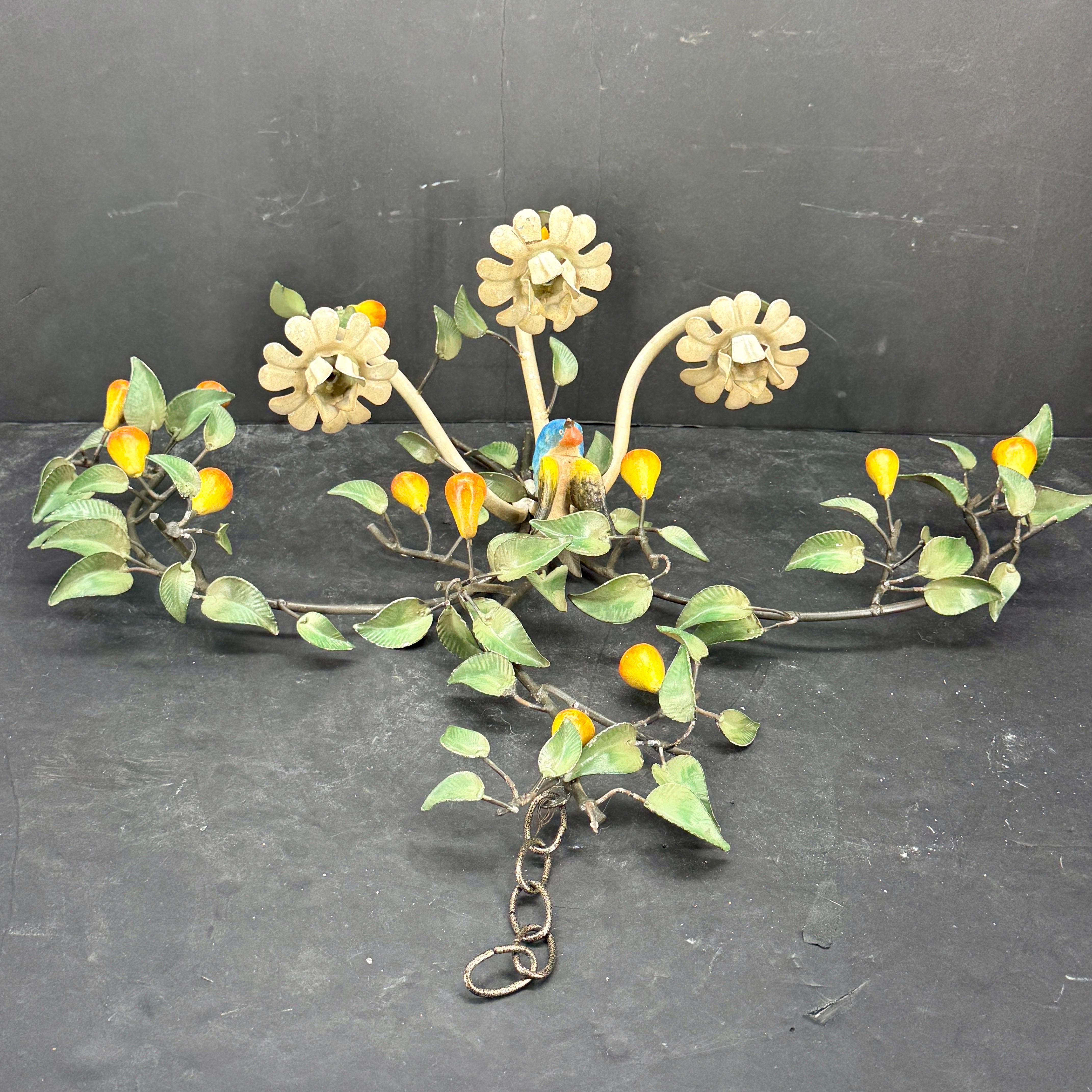 Italienische Obst- und Vogelkerzen-Wandleuchter aus Metall aus der Jahrhundertmitte im Angebot 9