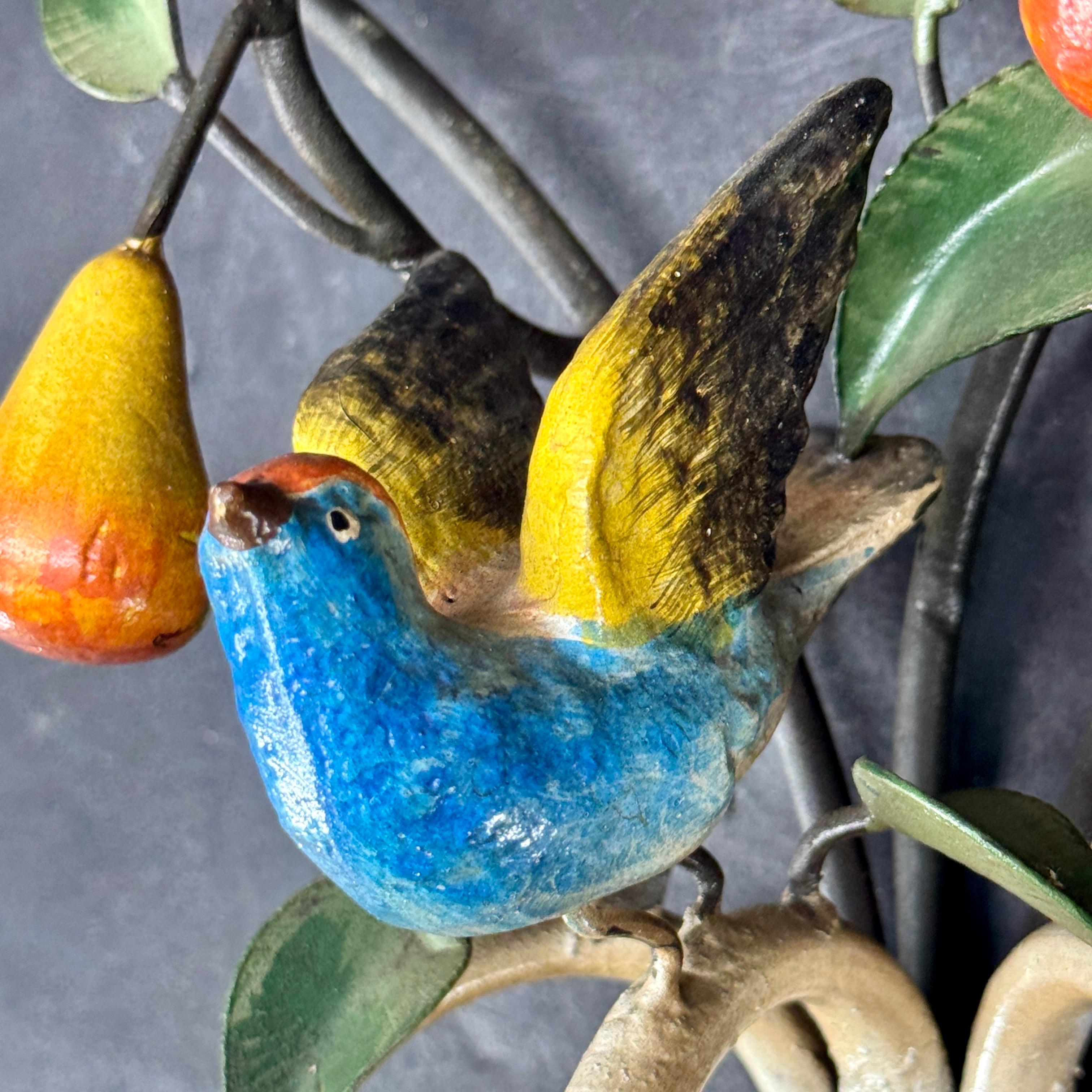 Italienische Obst- und Vogelkerzen-Wandleuchter aus Metall aus der Jahrhundertmitte im Angebot 11