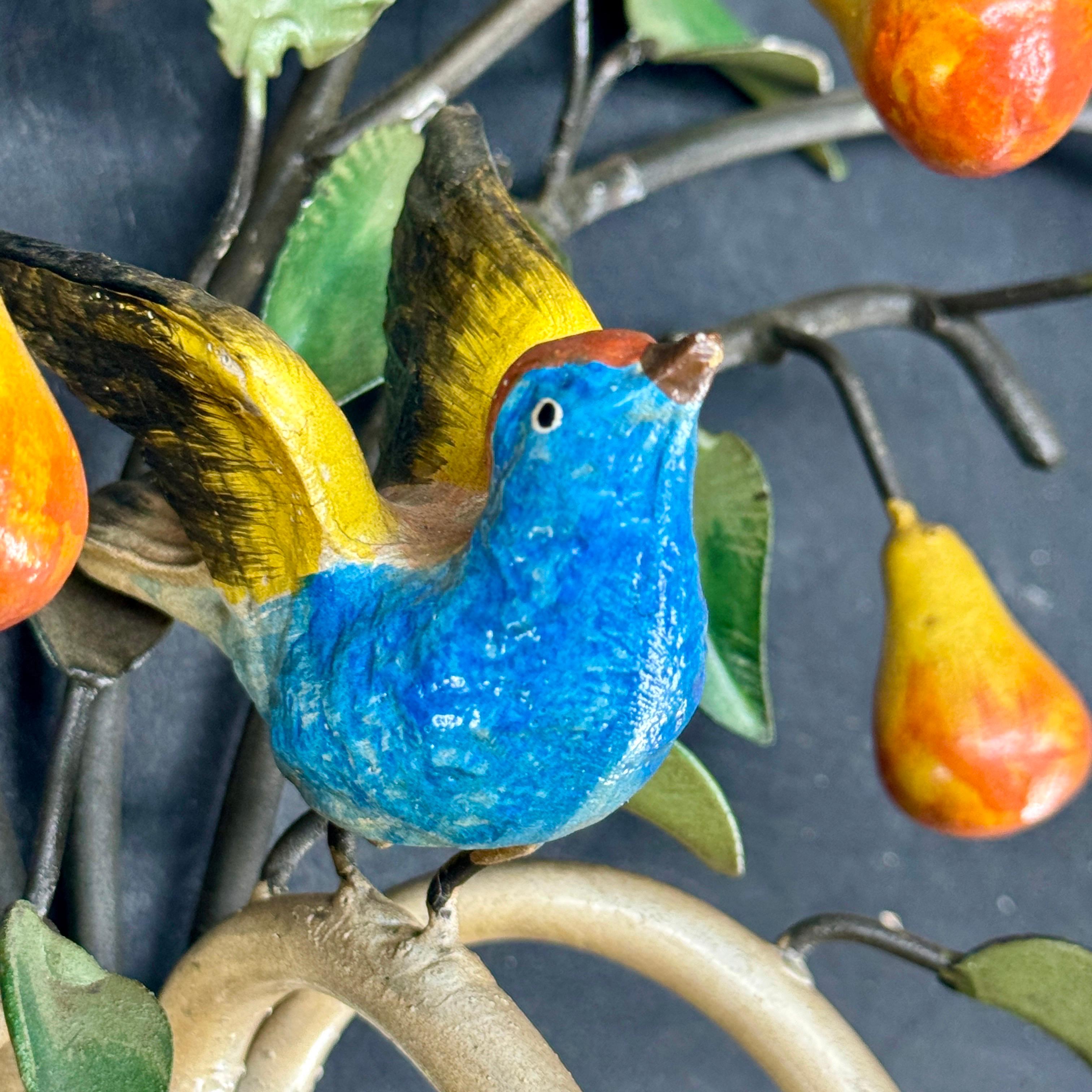 Italienische Obst- und Vogelkerzen-Wandleuchter aus Metall aus der Jahrhundertmitte im Angebot 12