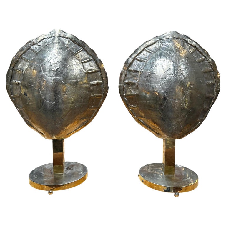 Midcentury Italian Fully Brass Shell Table Lamps 1960s For Sale at 1stDibs