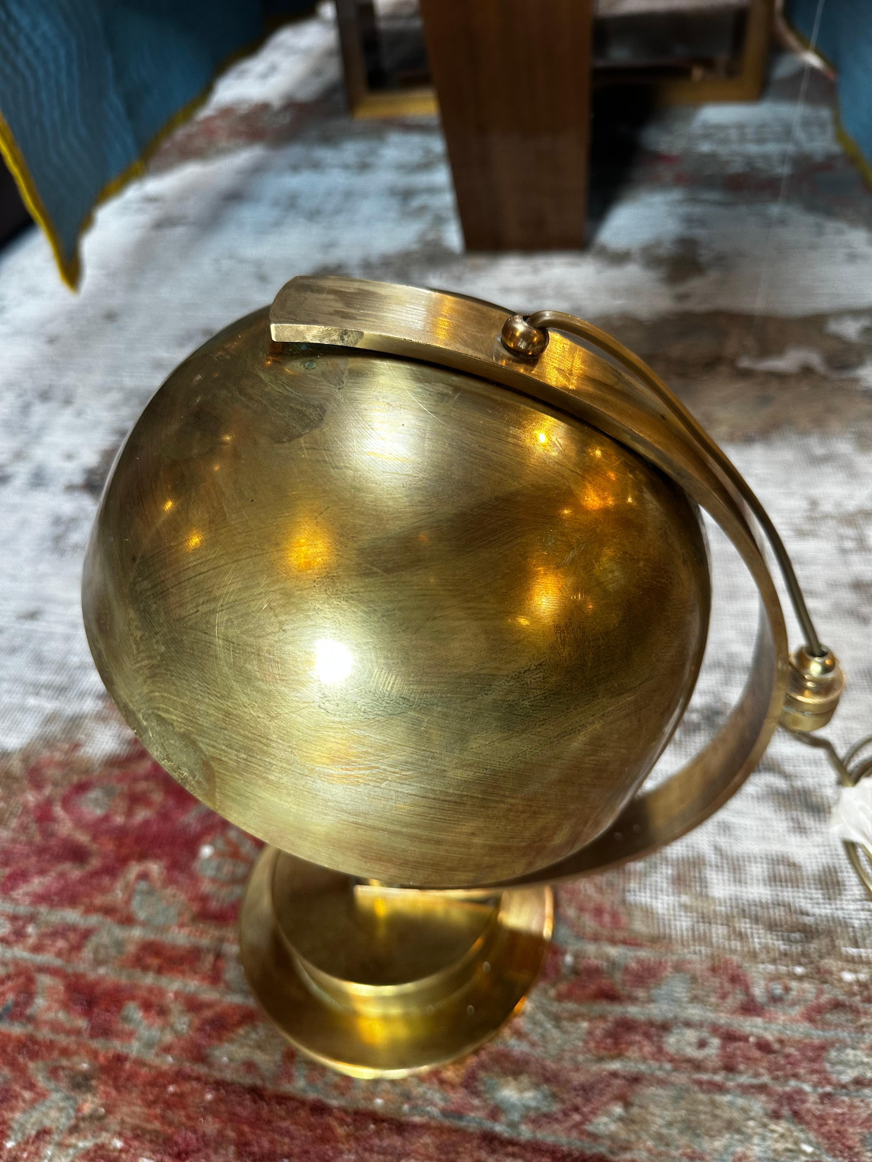 Mid Century Italian Fully Brass Table Lamp 1960s In Good Condition For Sale In Los Angeles, CA