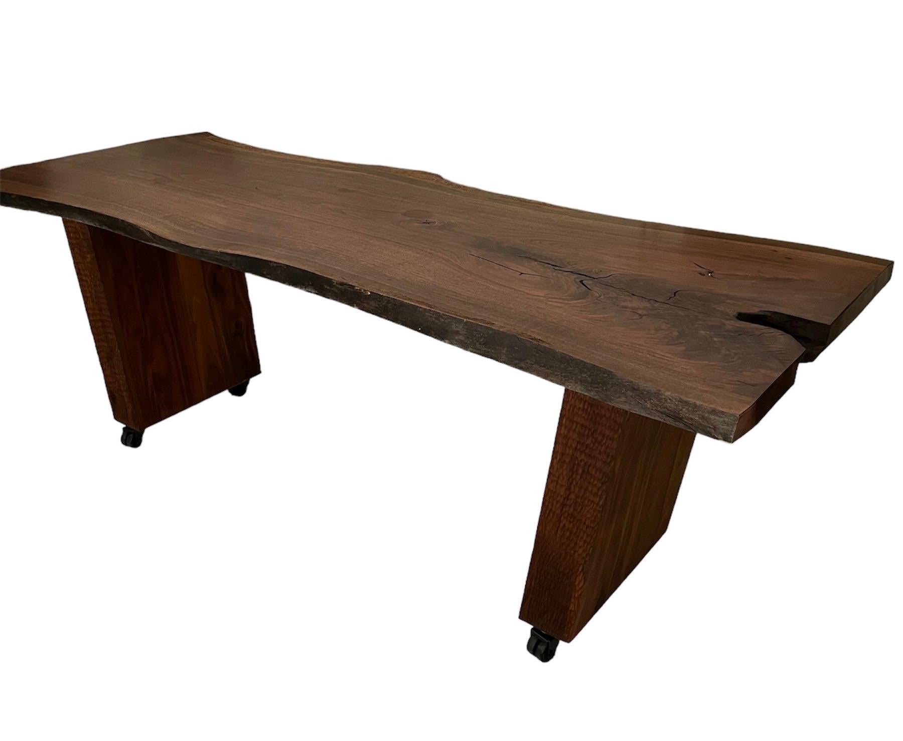 Mid Century Italian Fully Walnut Desk/Table 1980s In Good Condition For Sale In Los Angeles, CA