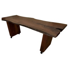 Mid Century Italian Fully Walnut Desk/Table 1980s