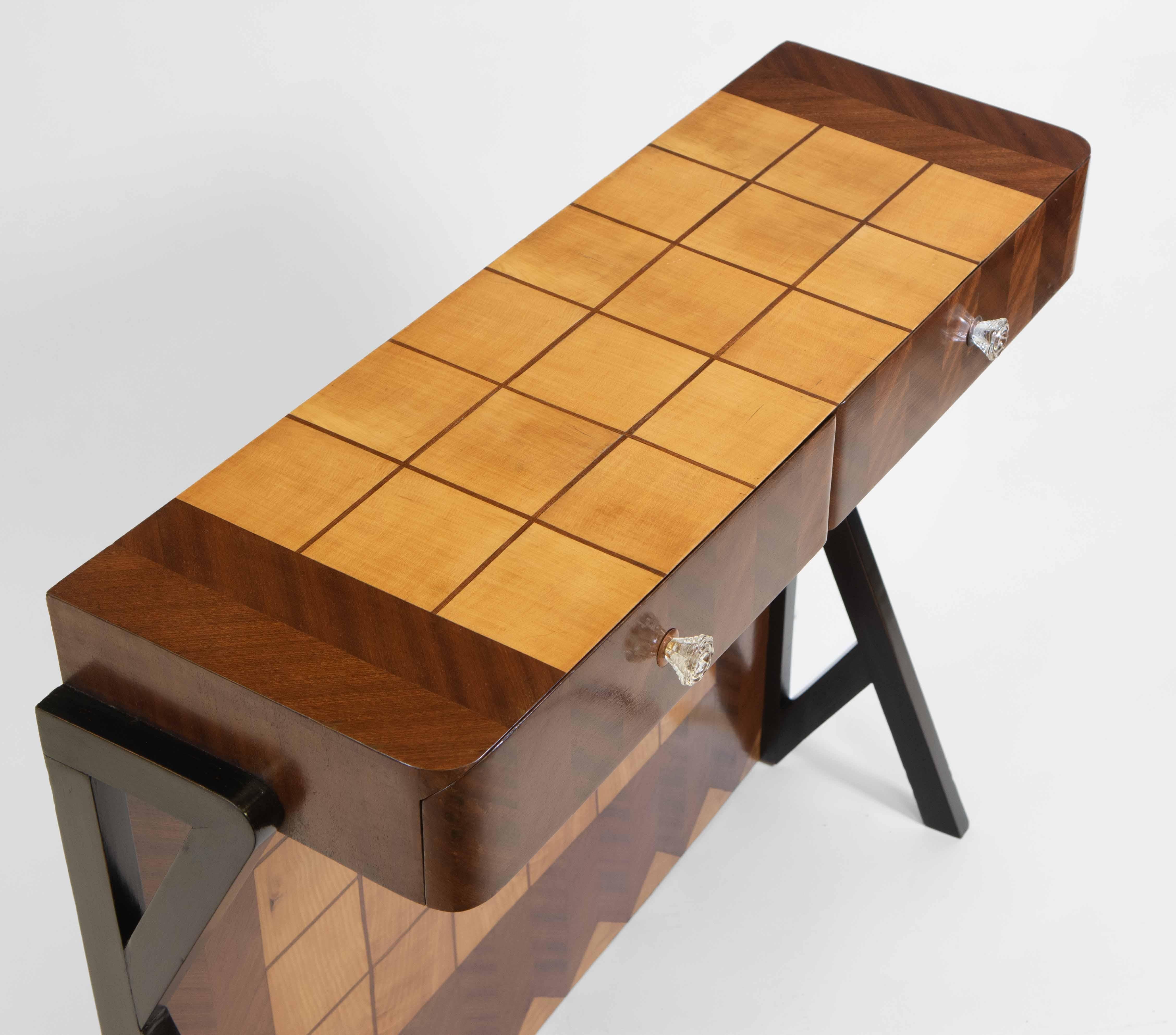 Maple Mid Century Italian Futurist Console Table For Sale
