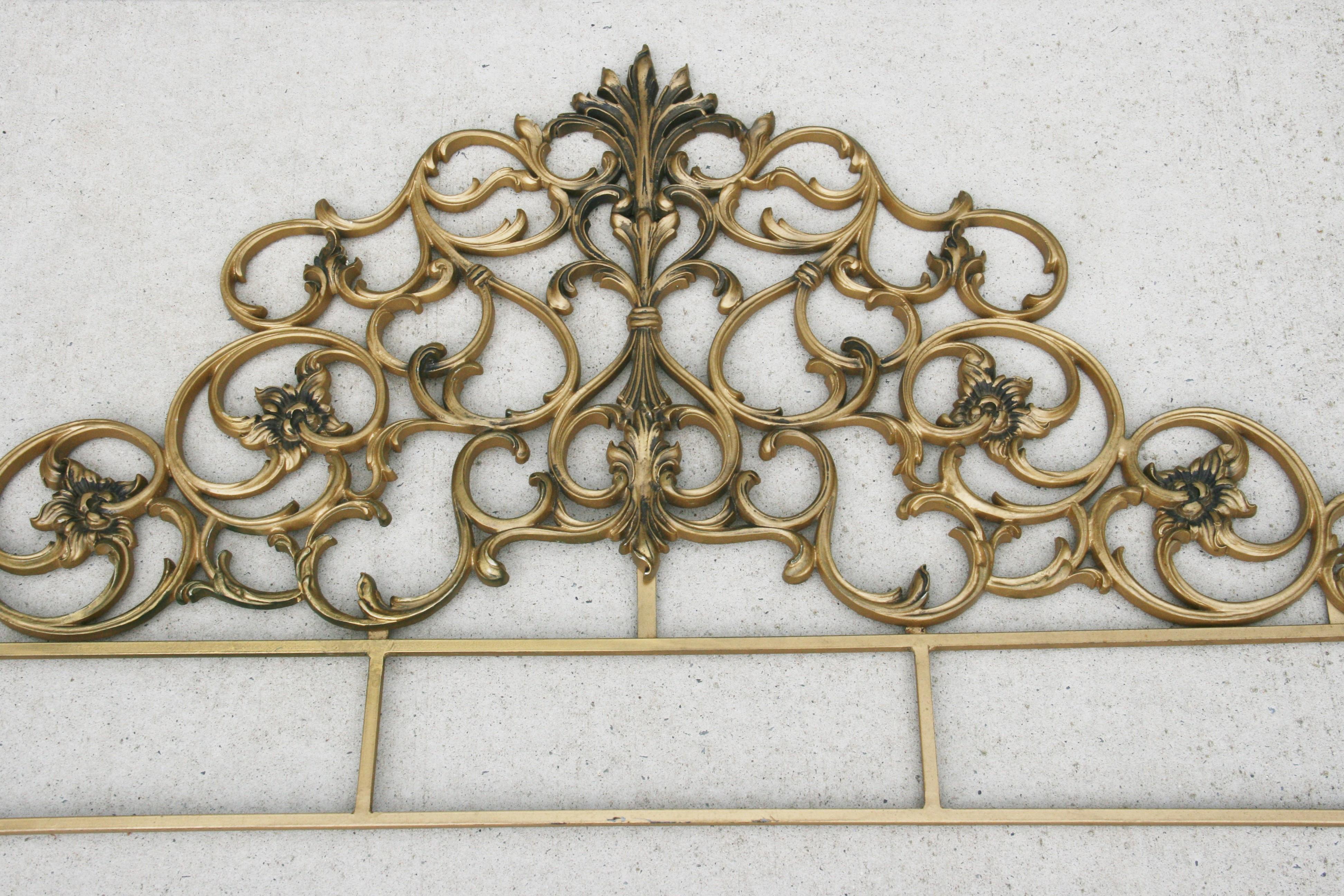 Mid-Century Italian Gilded Iron Rococo Style Headboard For Sale 5