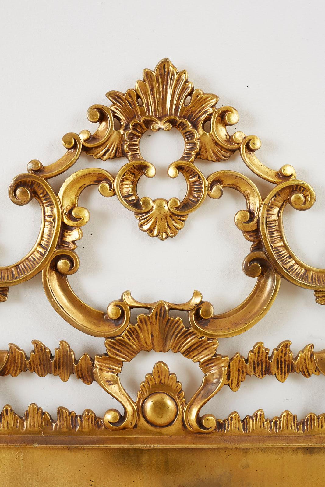 Hollywood Regency Mid-Century Italian Gilded Iron Rococo Style Headboard
