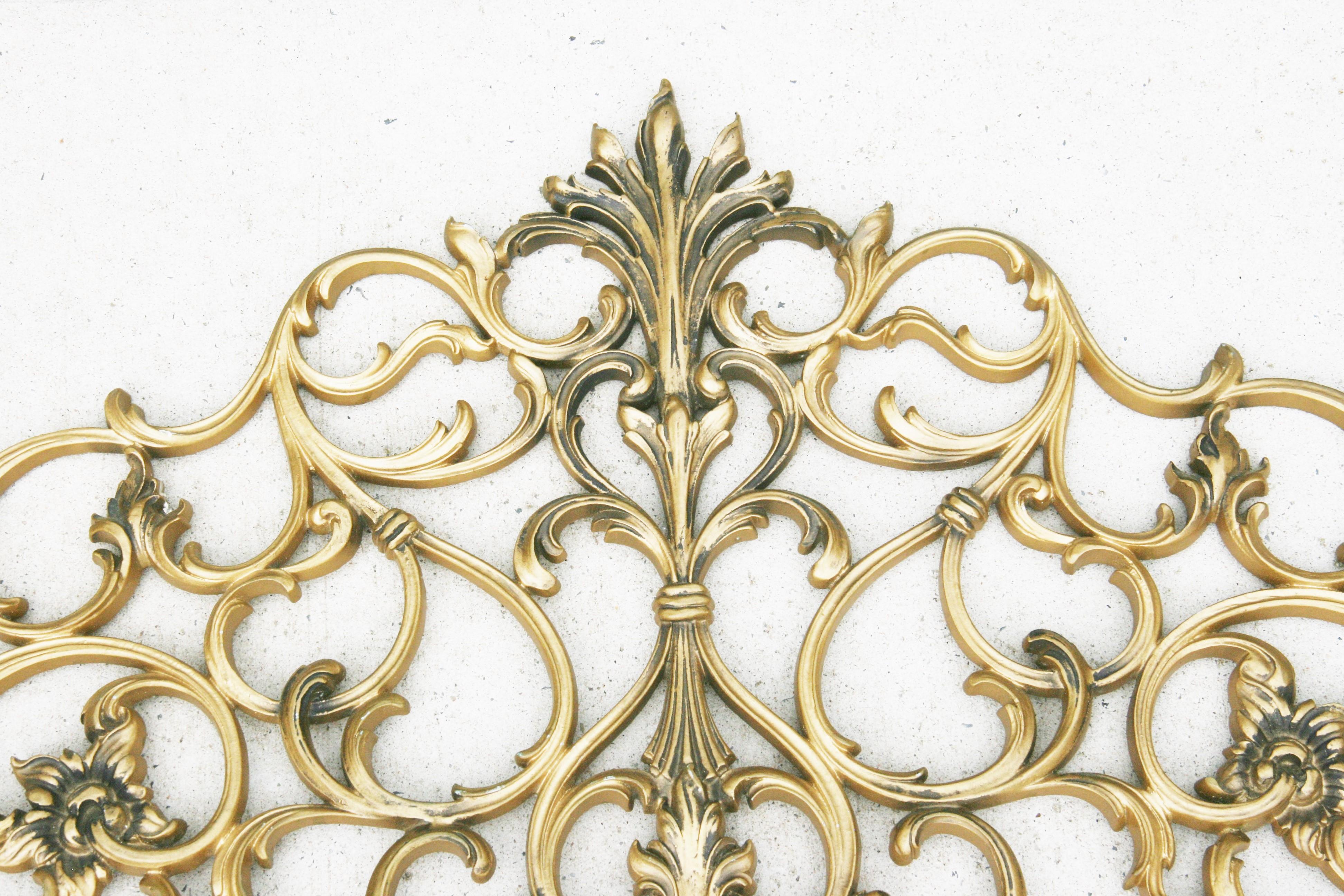 Mid-Century Italian Gilded Iron Rococo Style Headboard For Sale 2