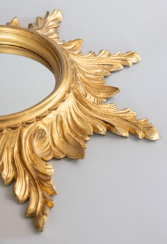 Mid-Century Italian Gilded Resin Sunburst Mirror, Circa 1960, 19.5”