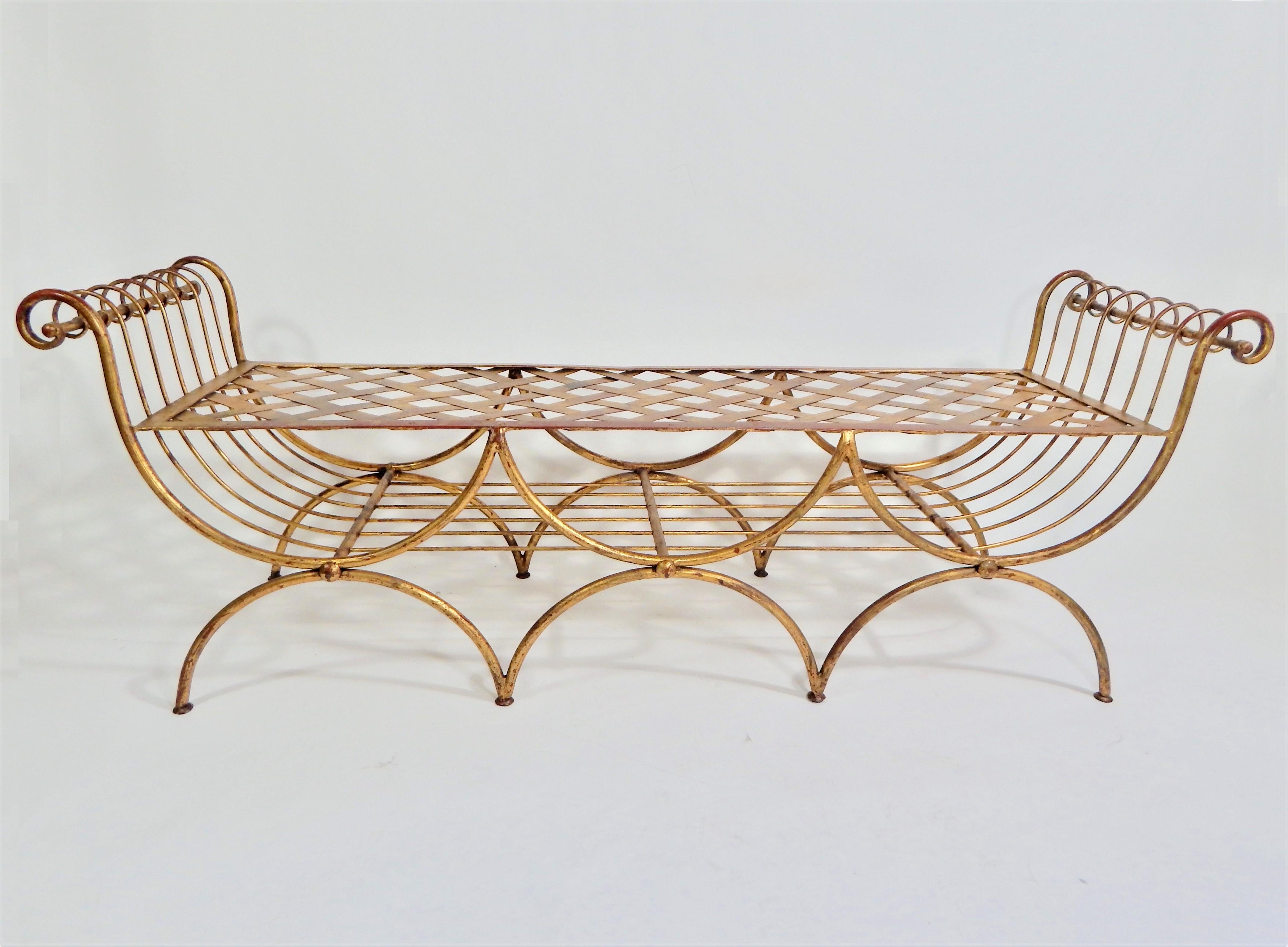 Mid Century Italian Gilt Bench In Excellent Condition In New York, NY