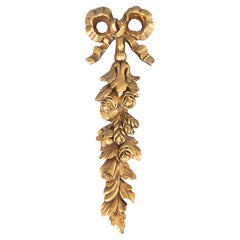 Mid-Century Italian Gilt Bow & Roses Garland Wall Swag Decoration