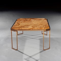 Mid Century Italian Gilt Brass Coffee Table With Onyx Marble Top