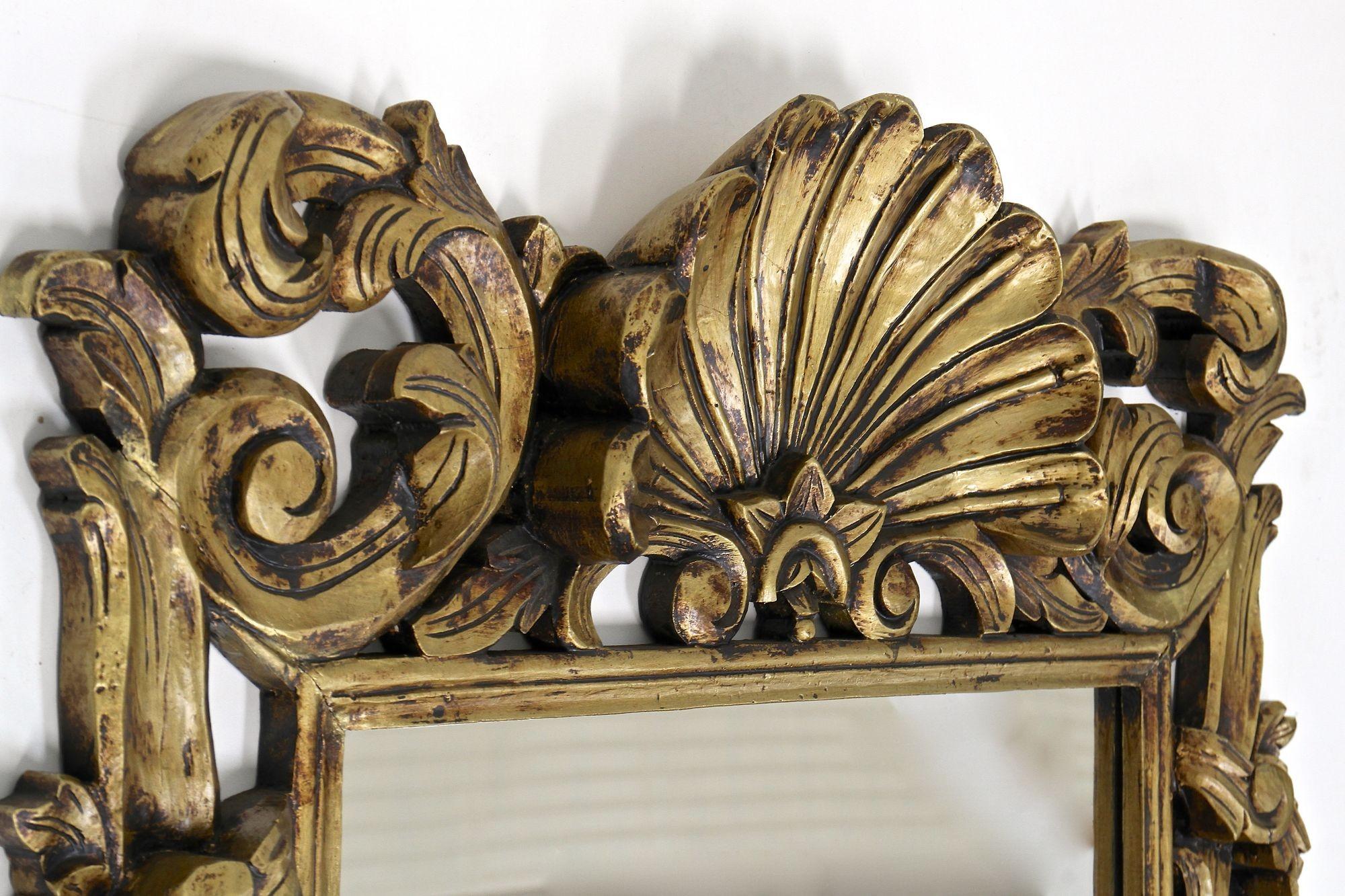 20th Century Mid Century Italian Gilt Florentine Wall Mirror, Italy circa 1940/50 For Sale