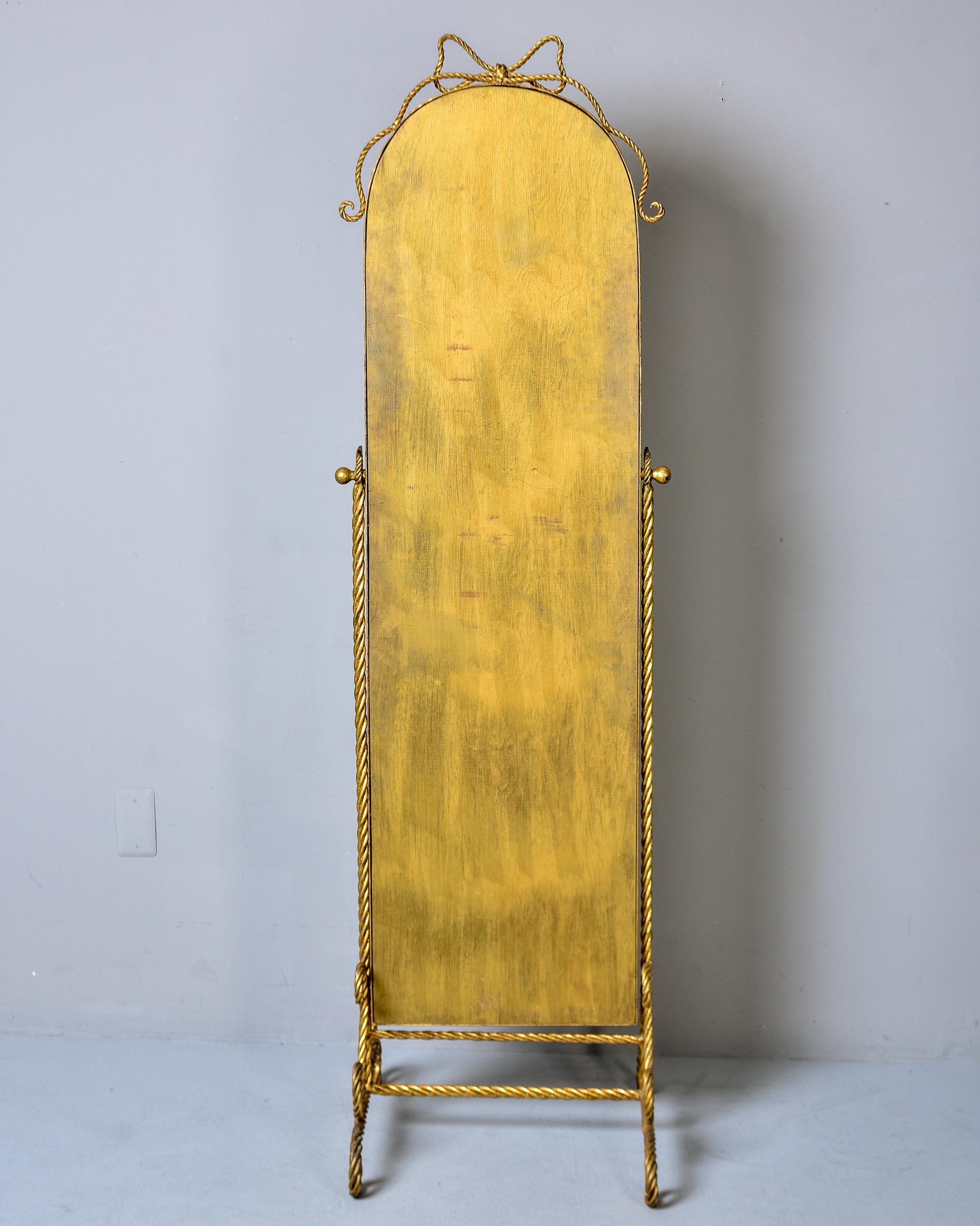 Mid Century Italian Gilt Metal Standing Chevalier Floor Mirror 6