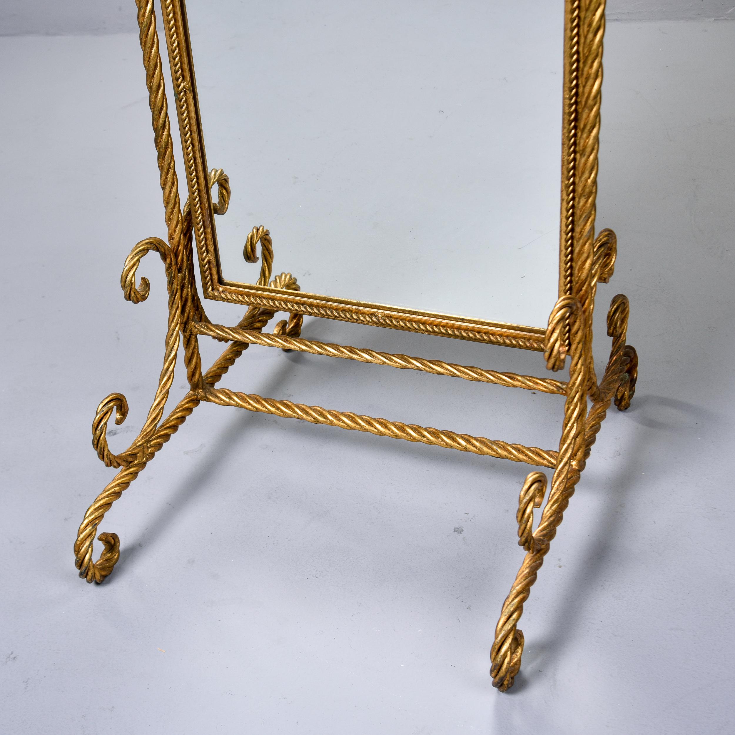 Mid Century Italian Gilt Metal Standing Chevalier Floor Mirror 4