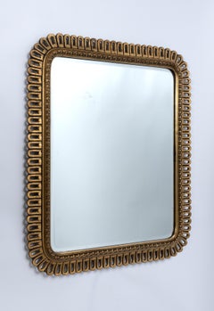 Mid Century Italian Gilt Scalloped Edge Rectangular Mirror C.1950
