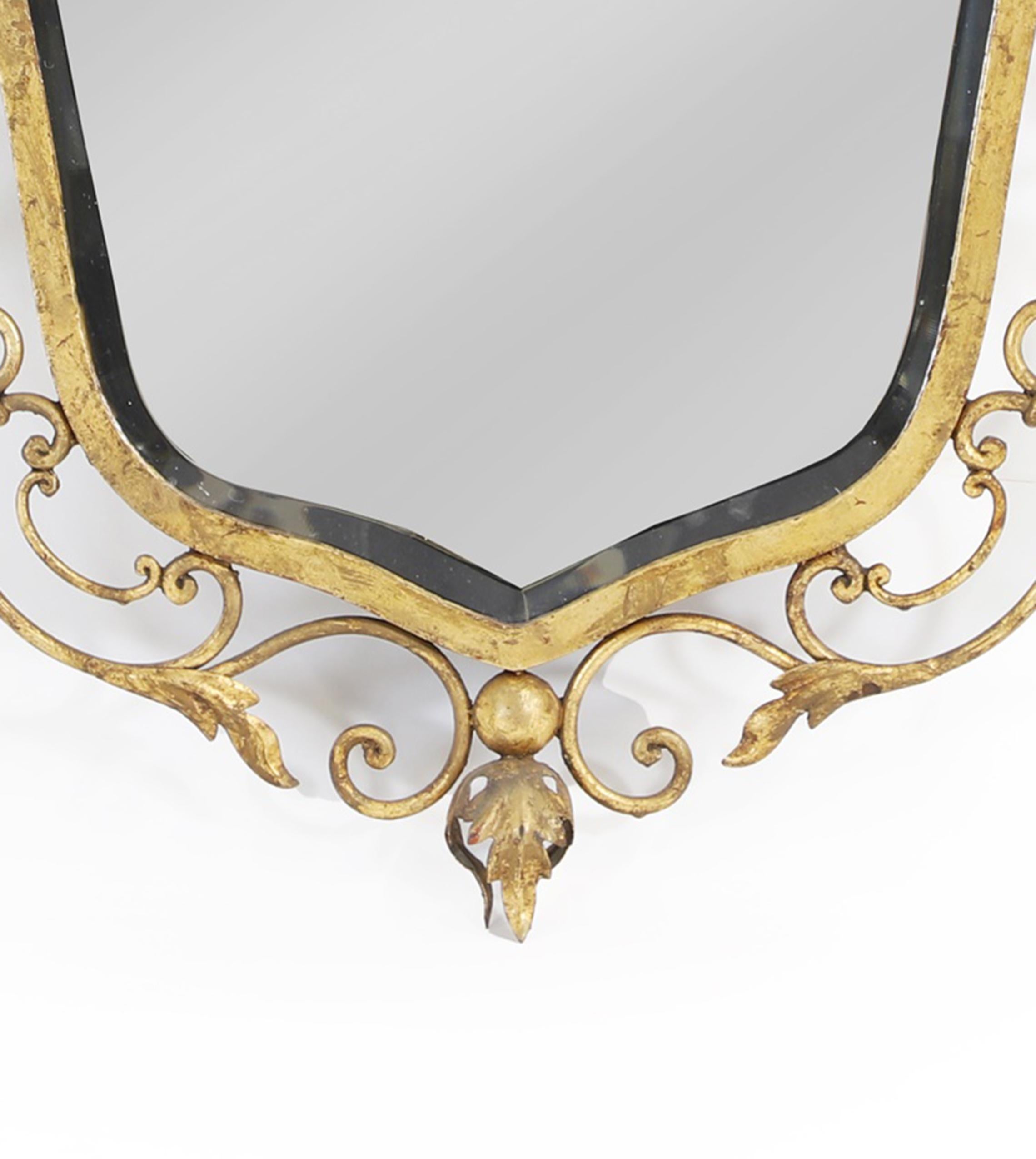 Mid Century Italian Gilt Wall Mirror Pier Luigi Colli Italy Turin C.1950 In Good Condition For Sale In London, GB