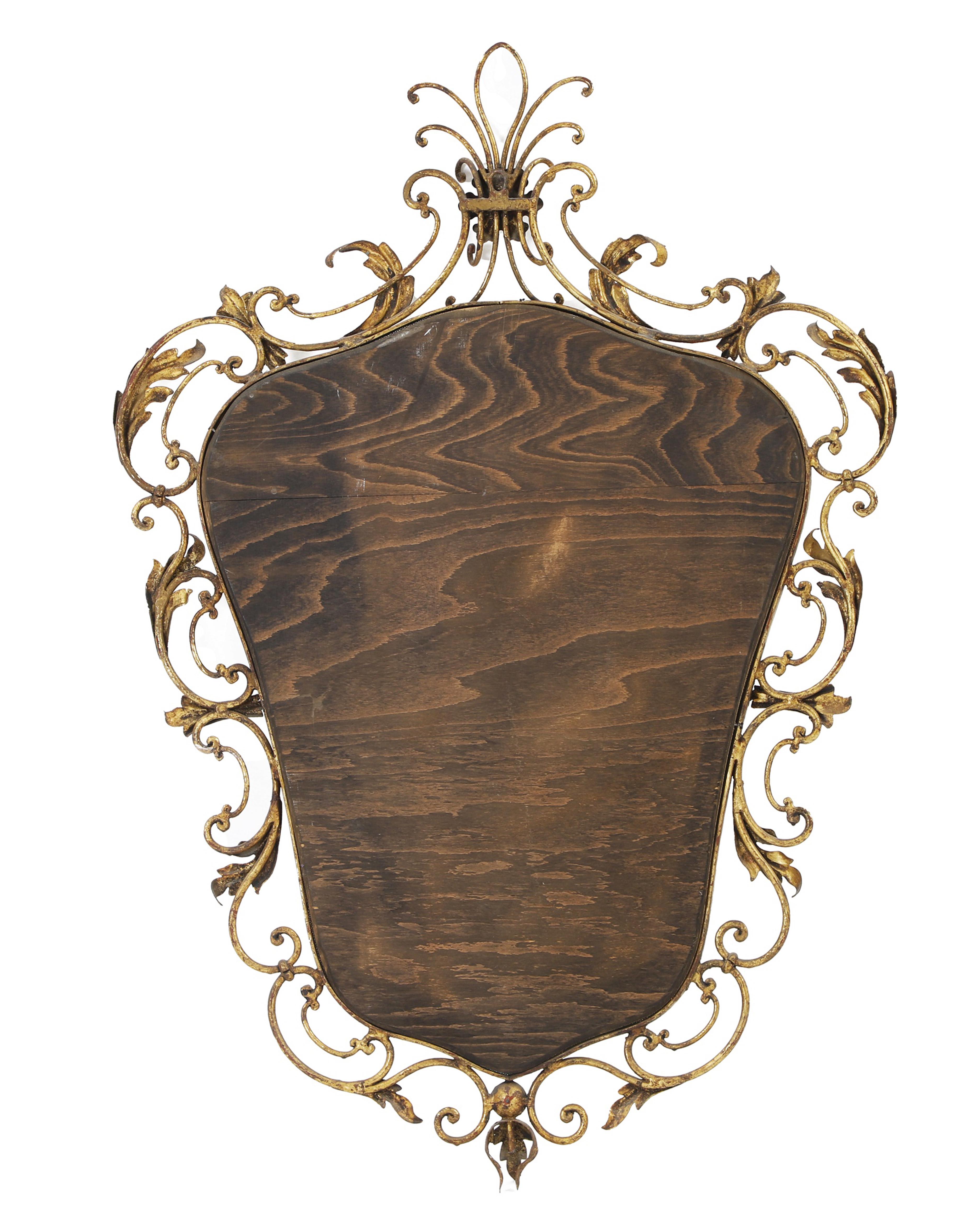 20th Century Mid Century Italian Gilt Wall Mirror Pier Luigi Colli Italy Turin C.1950 For Sale