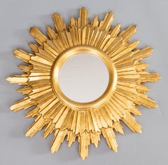 Mid Century Italian Giltwood Sunburst Mirror