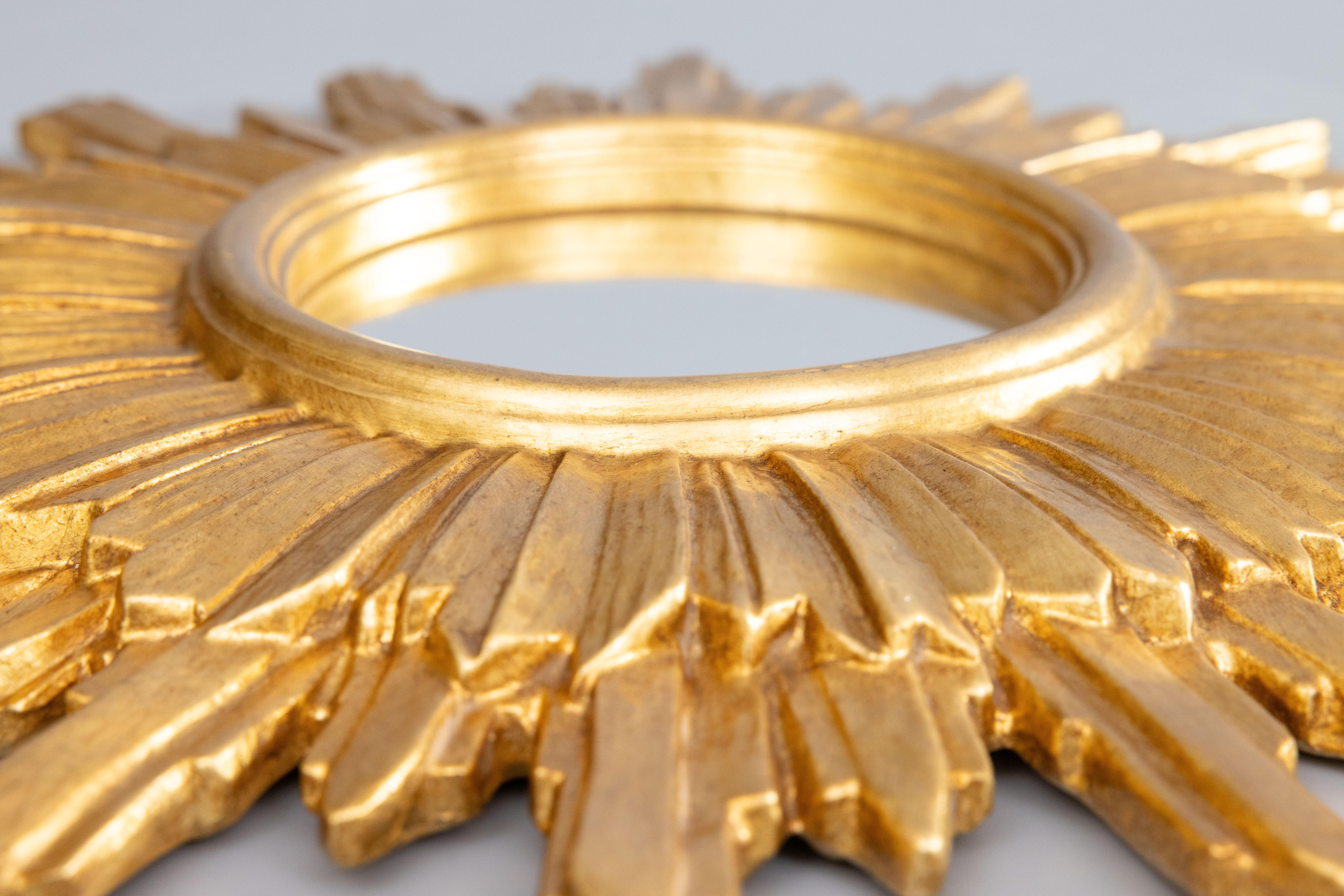 Mid-20th Century Mid Century Italian Giltwood Sunburst Mirror For Sale