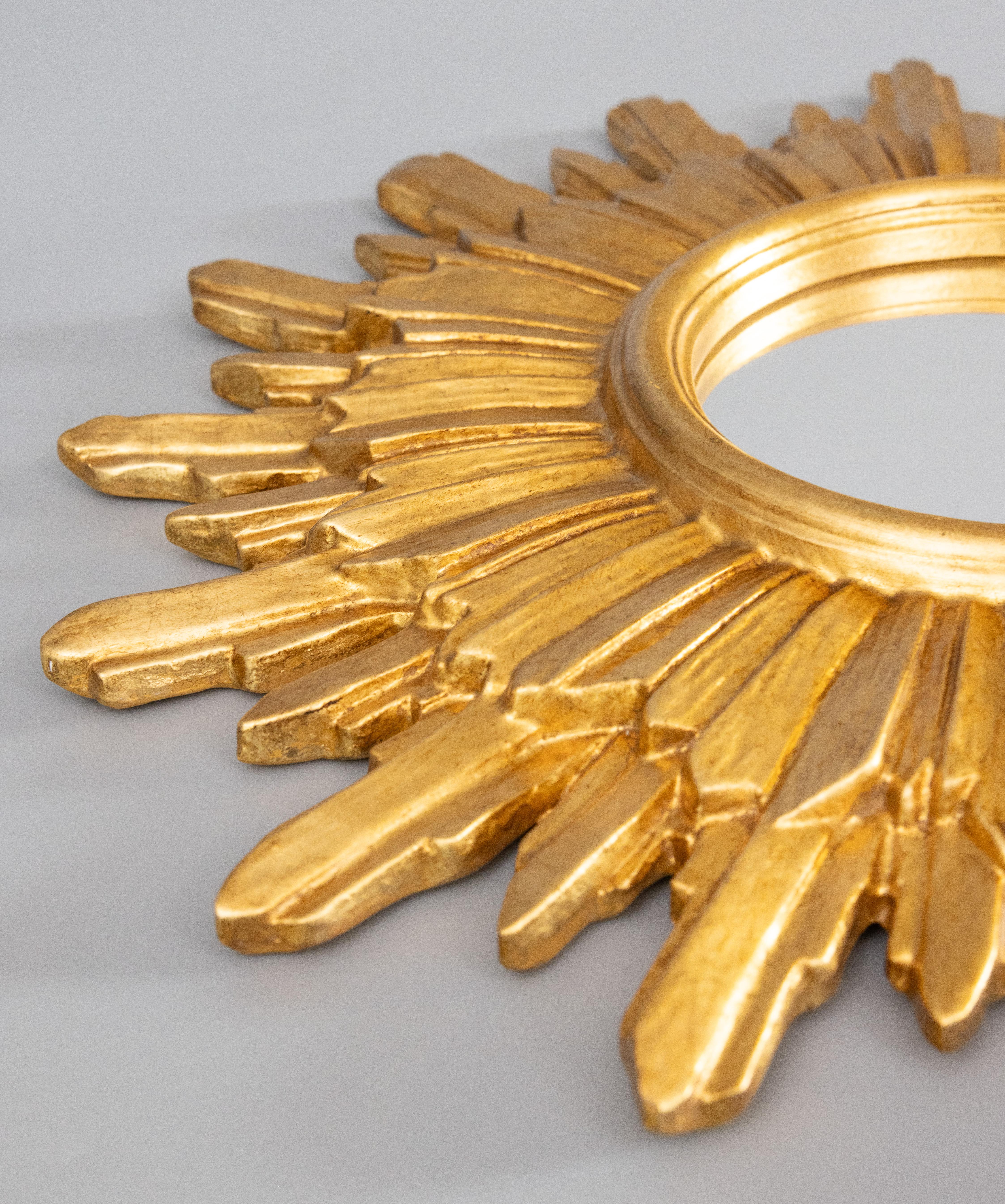 Mid Century Italian Giltwood Sunburst Mirror For Sale 1