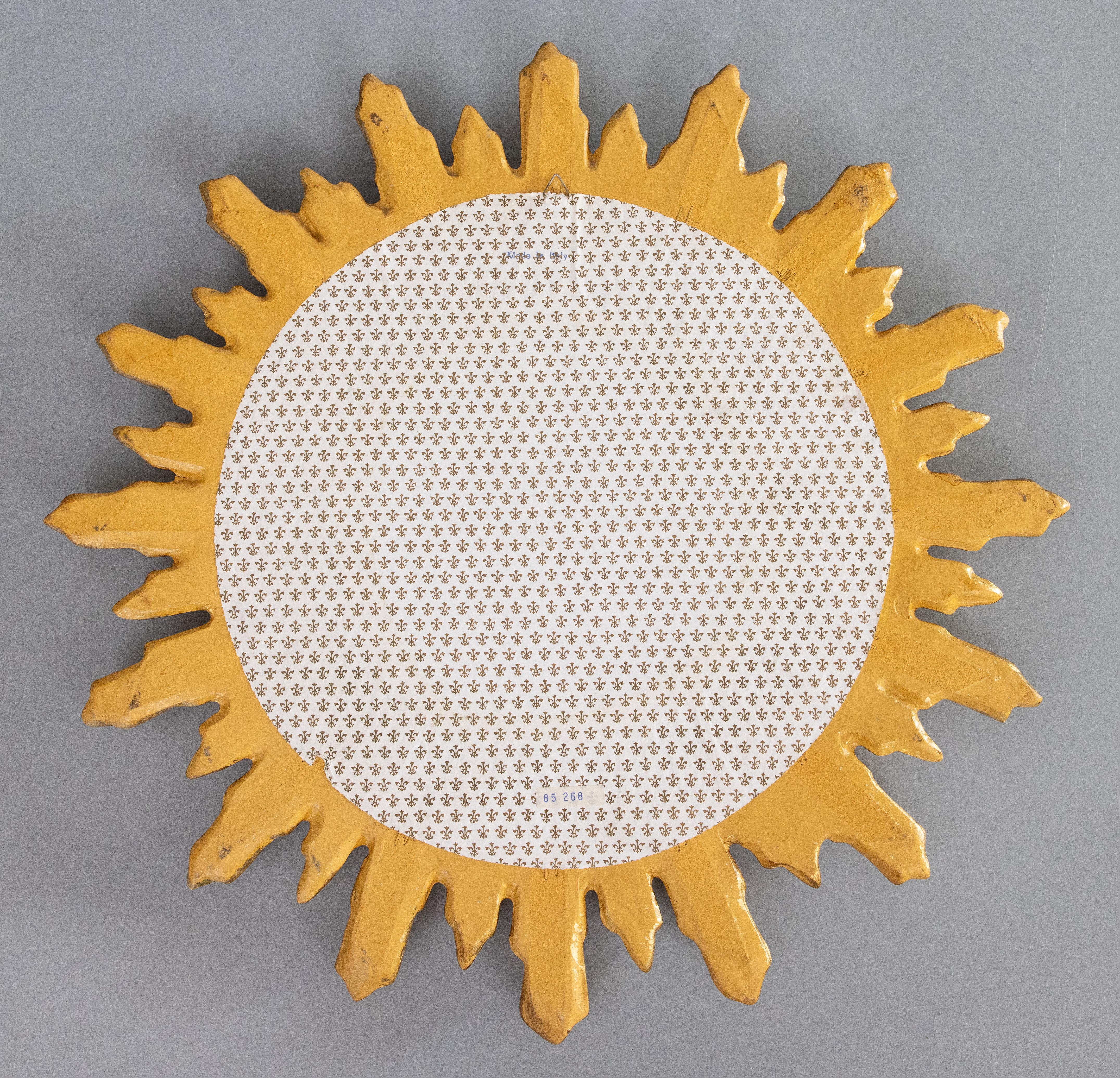 Mid Century Italian Giltwood Sunburst Mirror For Sale 2