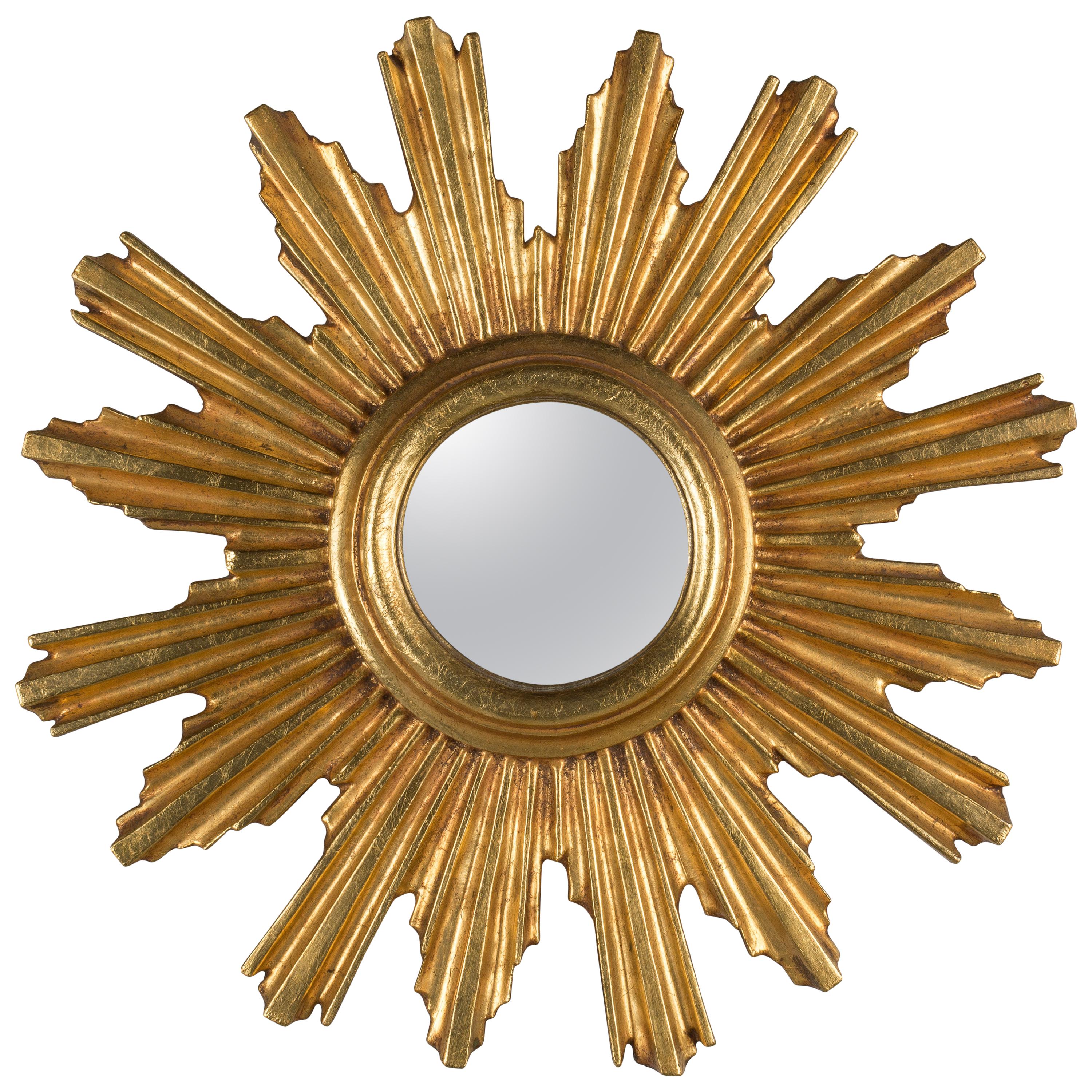 Midcentury Italian Giltwood Sunburst Mirror