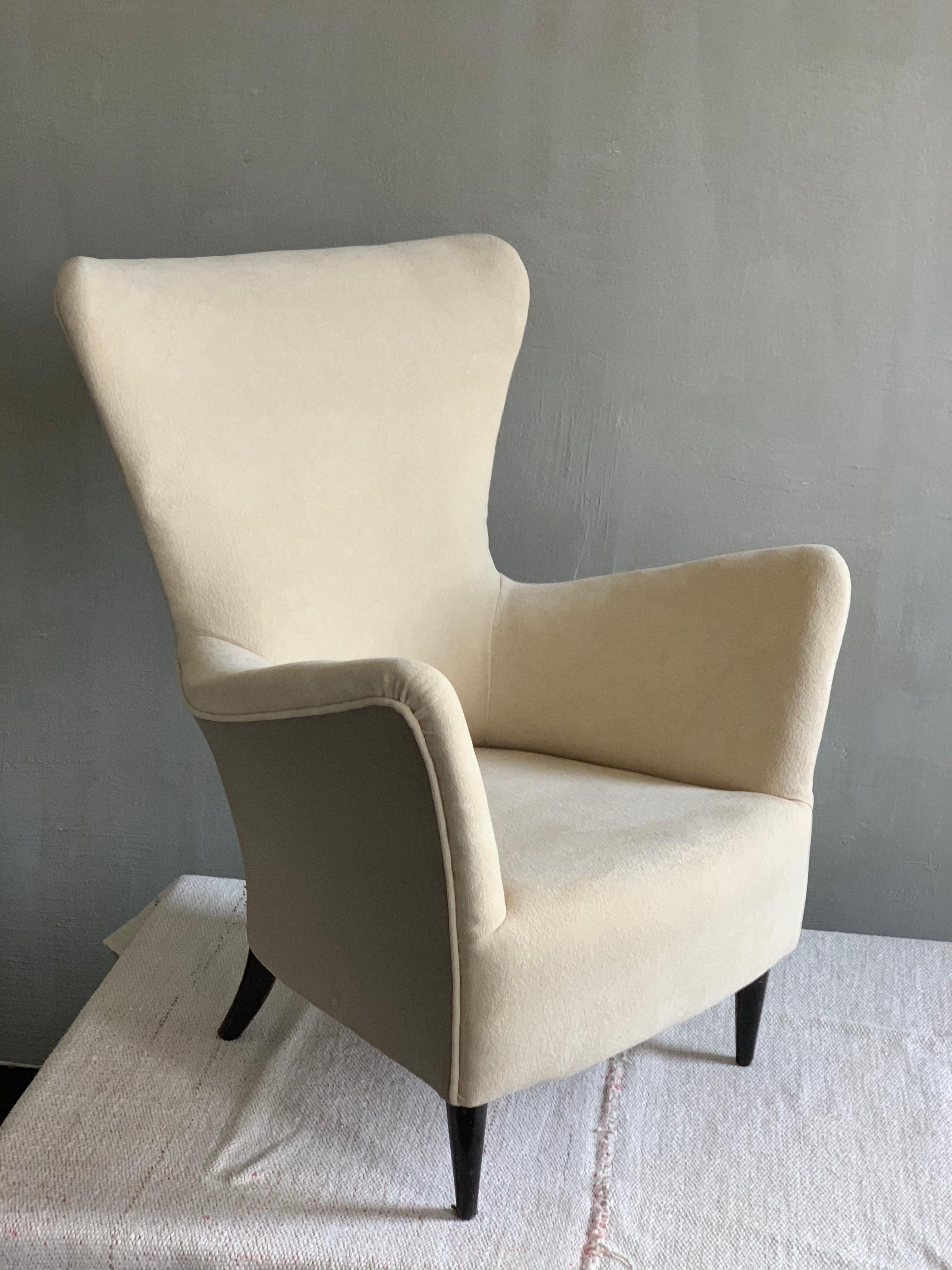 Mid-Century Modern Midcentury Italian Gio Ponti Armchairs with Later Upholstery
