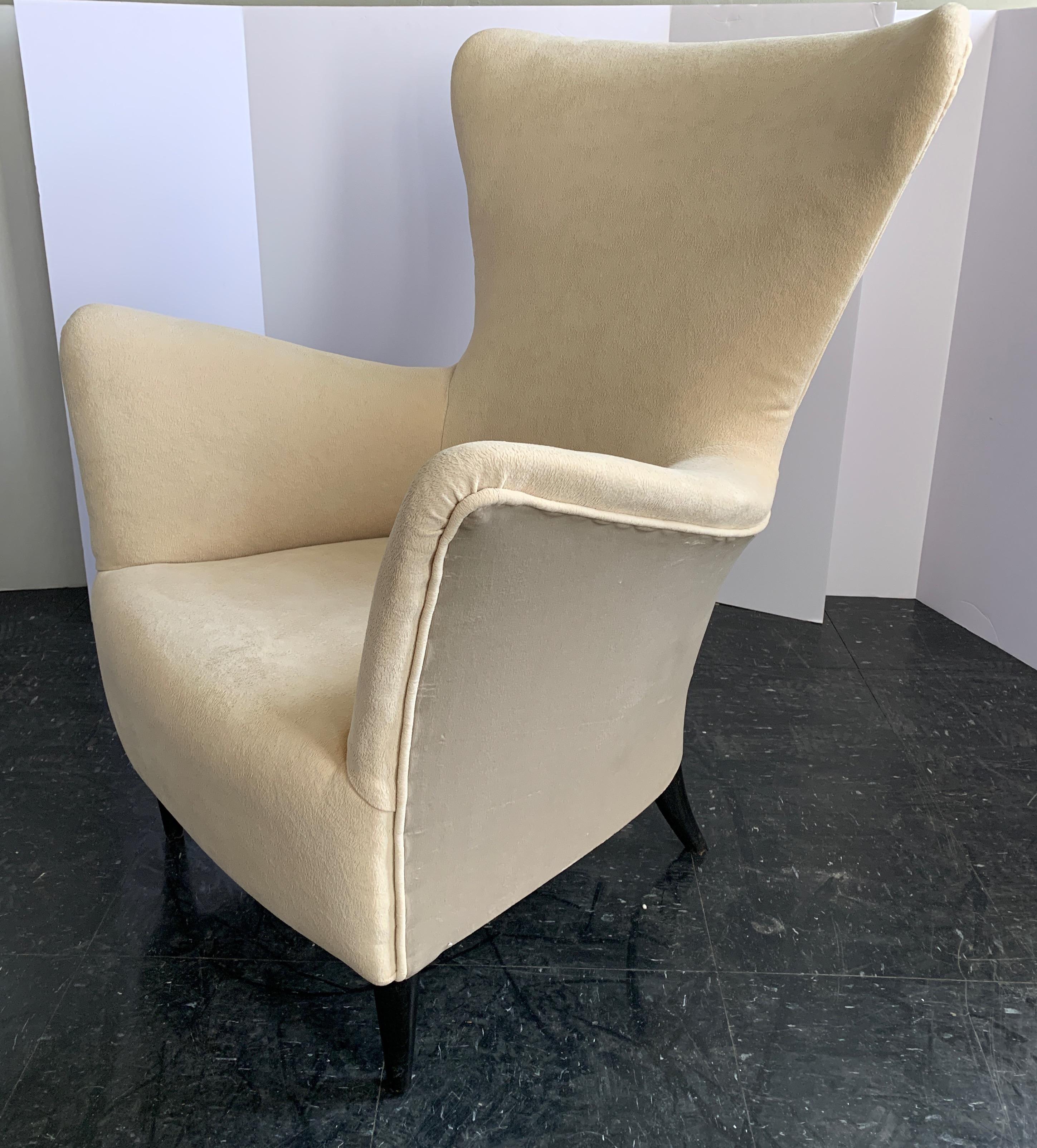 20th Century Midcentury Italian Gio Ponti Armchairs with Later Upholstery