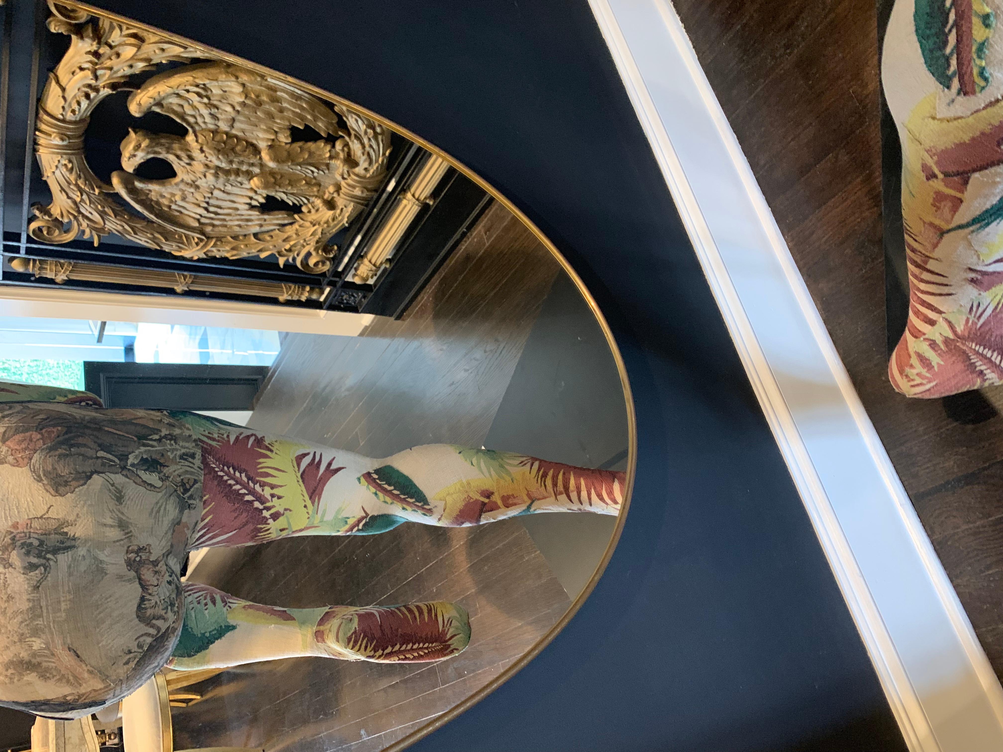 Mid-Century Modern Midcentury Italian Gio Ponti Inspired Large Brass Mirror
