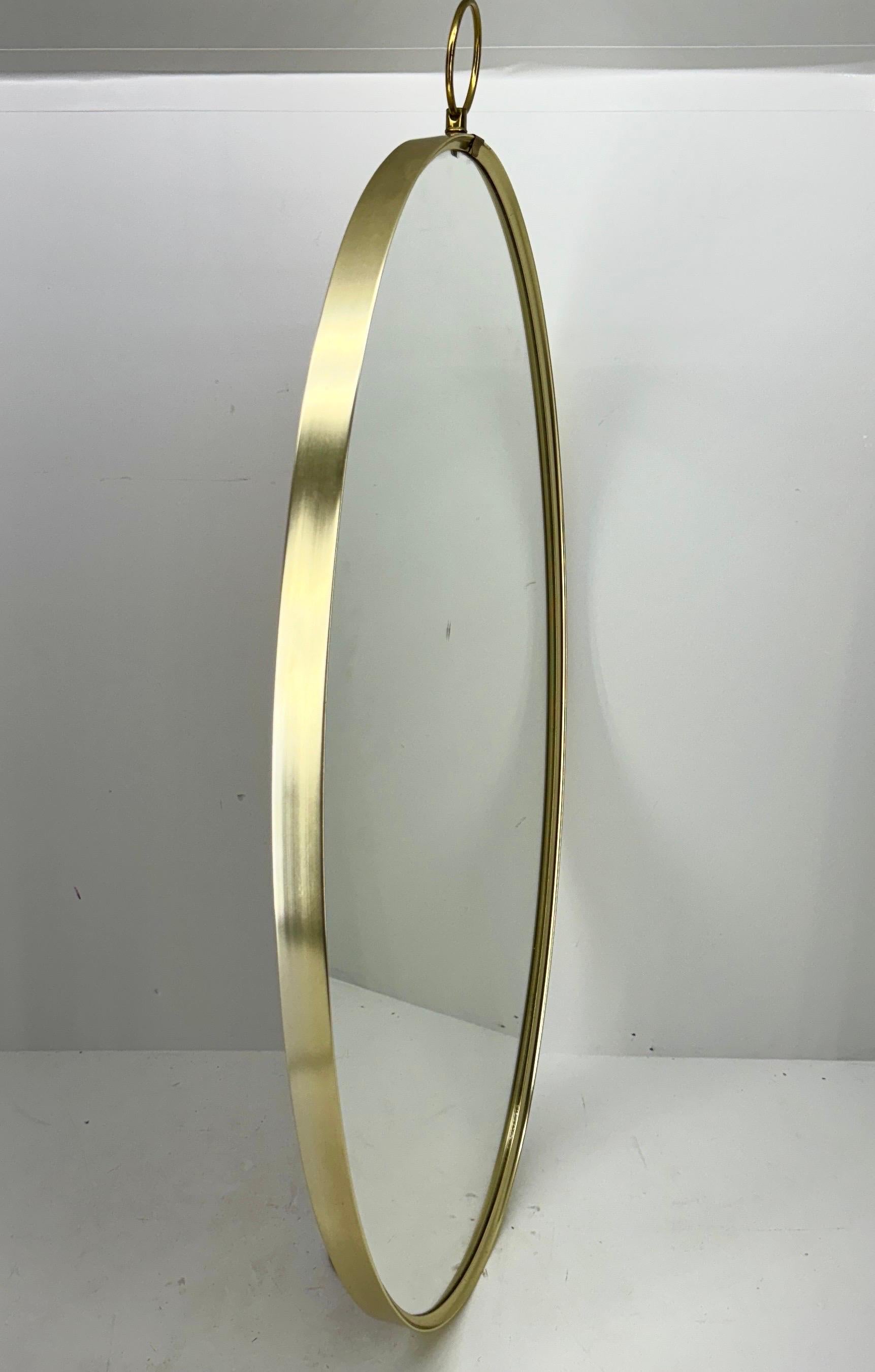 Mid-Century Italian Gio Ponti Oval Brass Wall Mirror 10