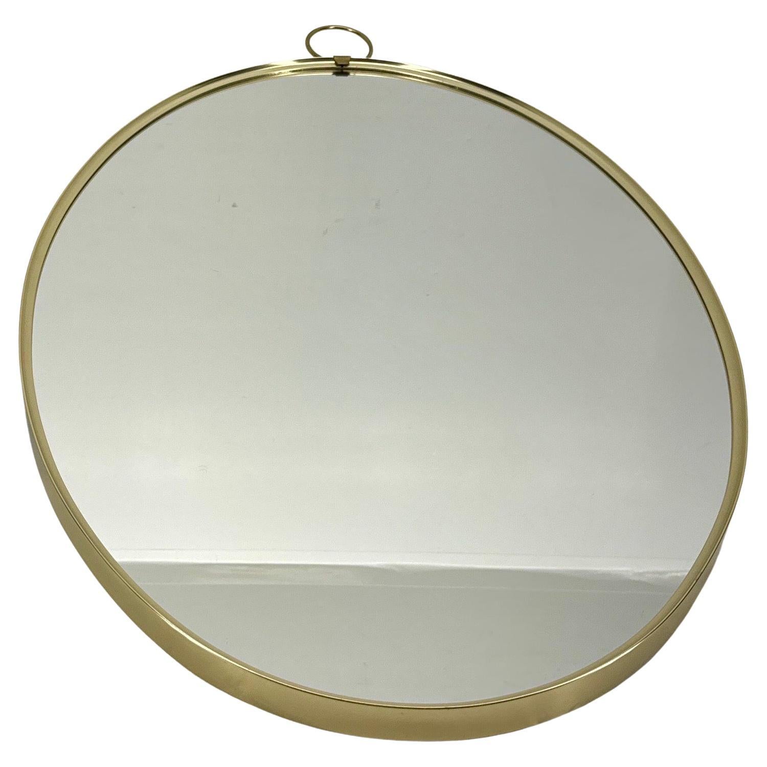 Mid-Century Modern Mid-Century Italian Gio Ponti Oval Brass Wall Mirror