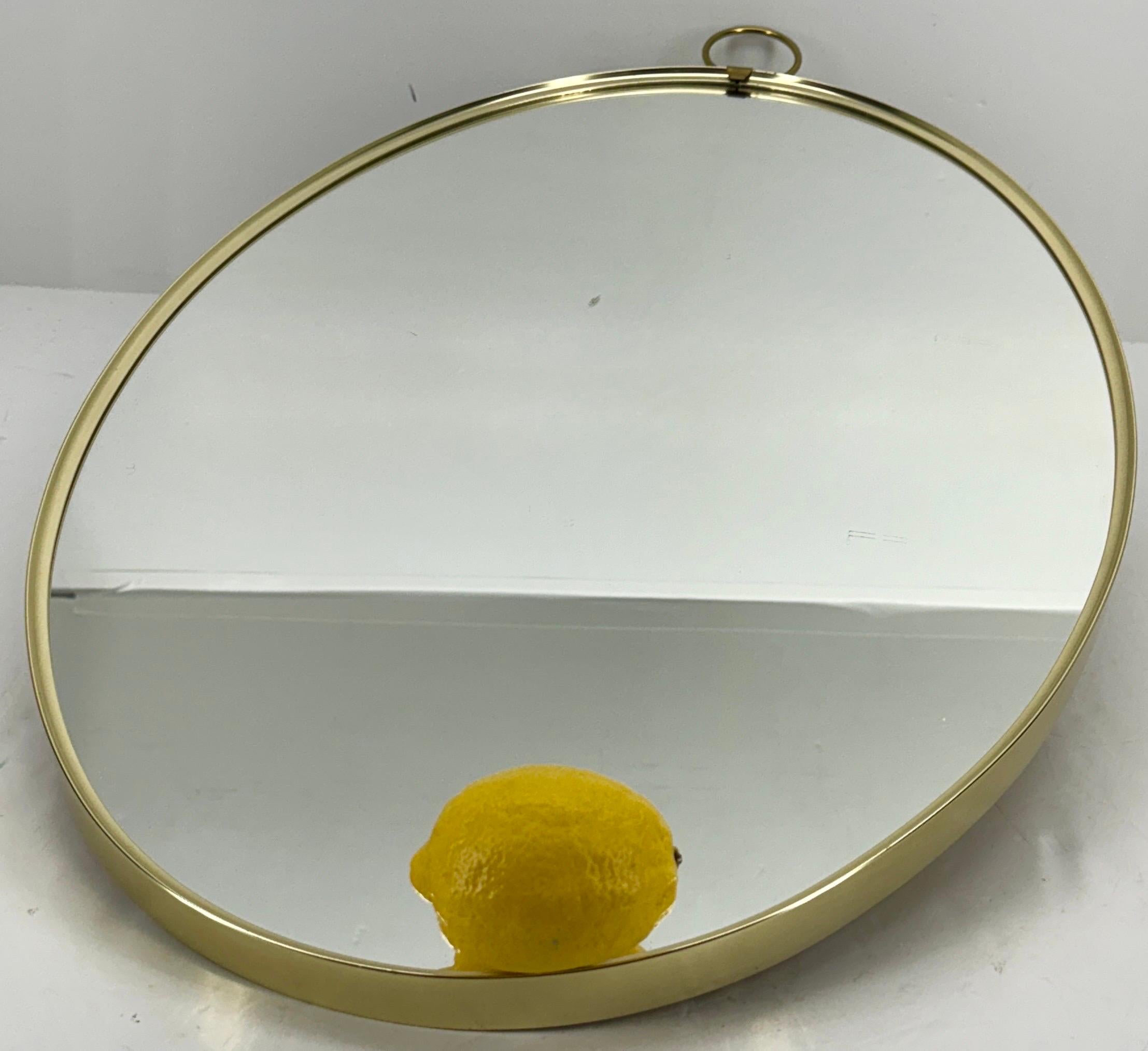 Mid-Century Italian Gio Ponti Oval Brass Wall Mirror 3
