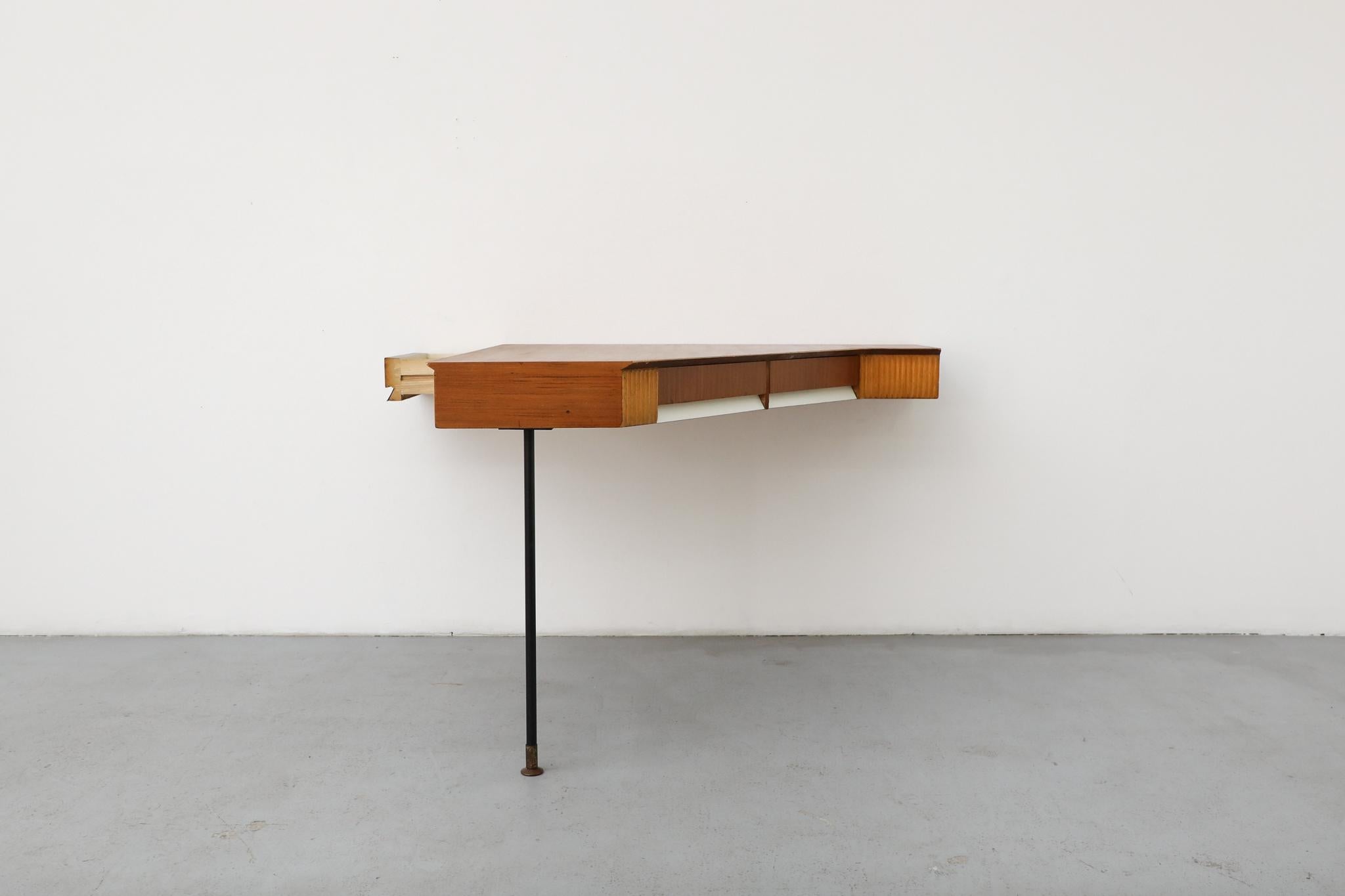Mid-20th Century Mid-Century Italian Gio Ponti Style Wall-Mount Teak Triangular Desk For Sale